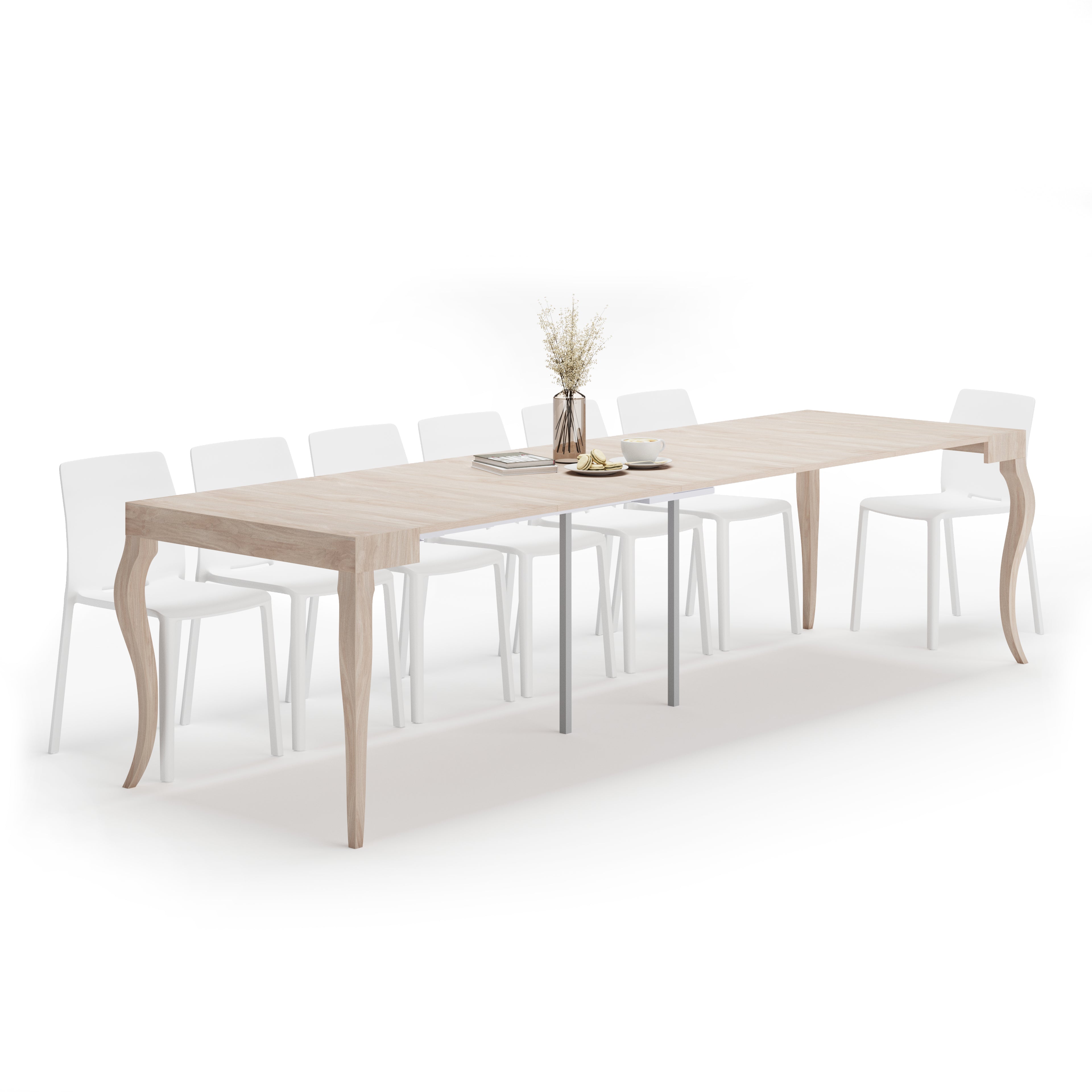 Mesa Consola Extensível, modelo Classico, 45(306,2)x90 cm, Olmo claro