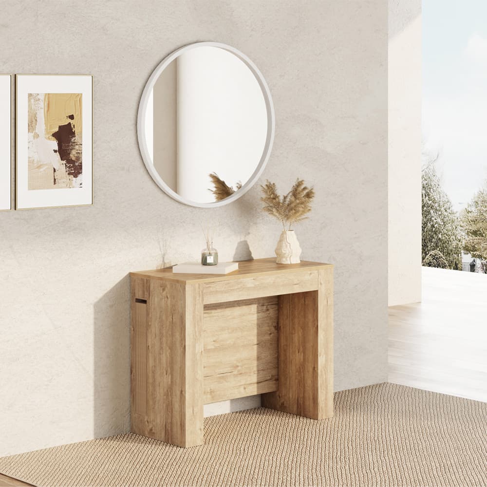 Table Console Extensible avec rallonges intégrées, Easy, 45(305)x 90 cm, Chêne - Set image 1
