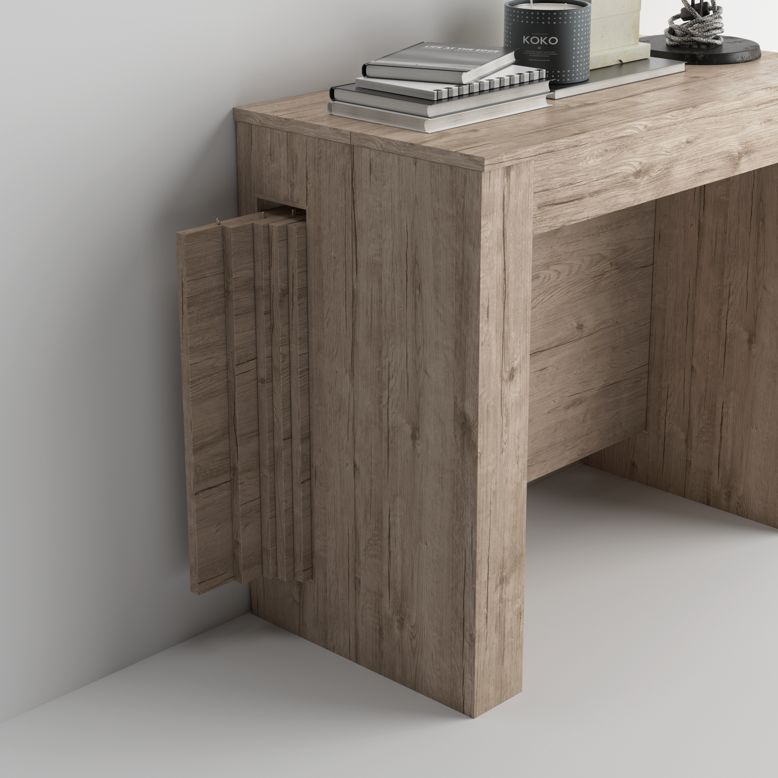 Table Console Extensible avec rallonges intégrées, Easy, 45(305)x 90 cm, Chêne - Detail image 2