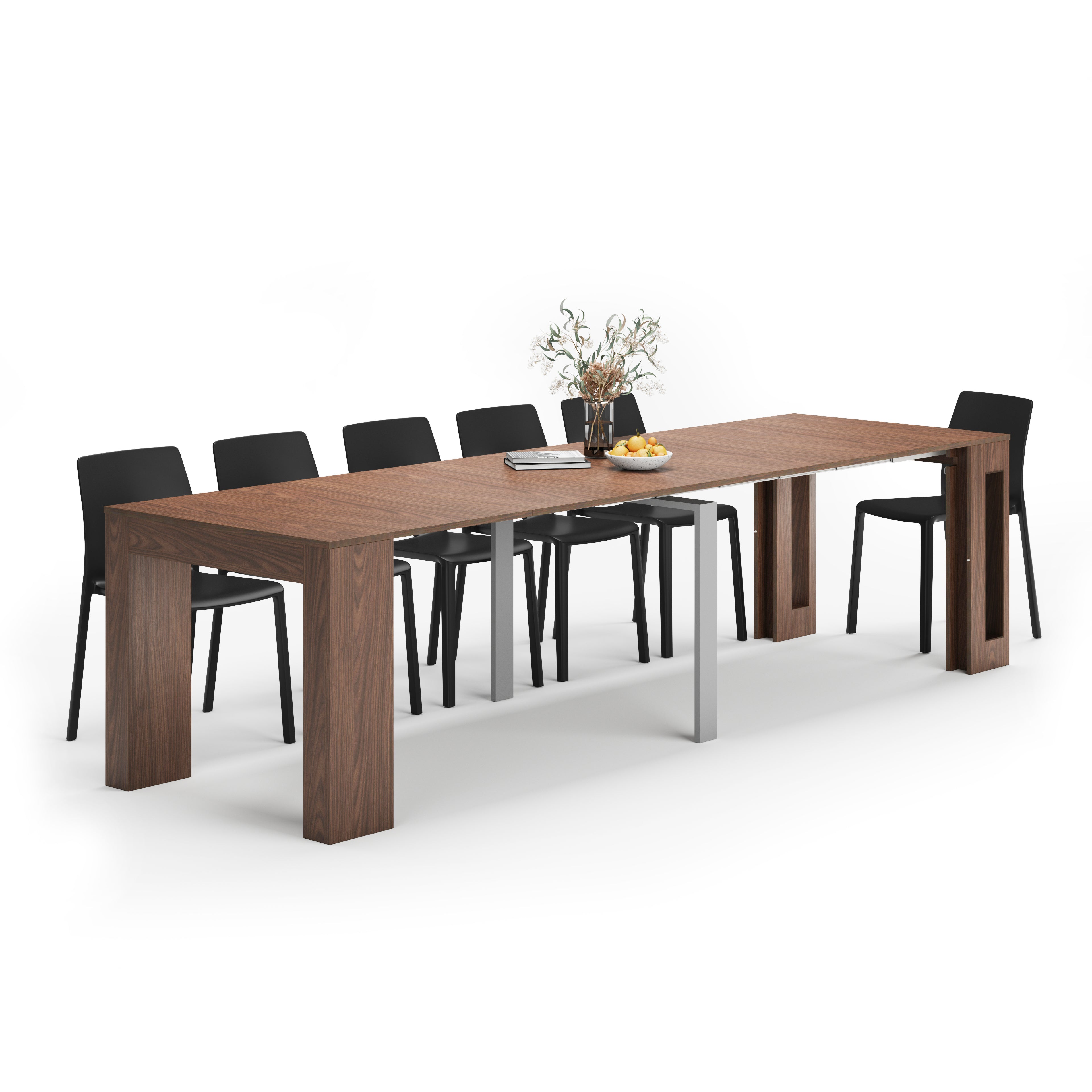 Table Console Extensible avec rallonges intégrées, Easy, 45(305)x 90 cm, Noyer - Main image