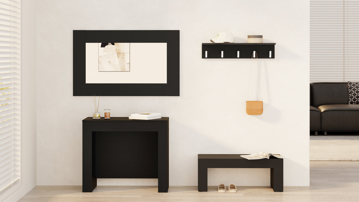 Easy, Extendable Console Table with extension leaves holder, 45(305)x 90 cm, Ashwood Black - Set image 6