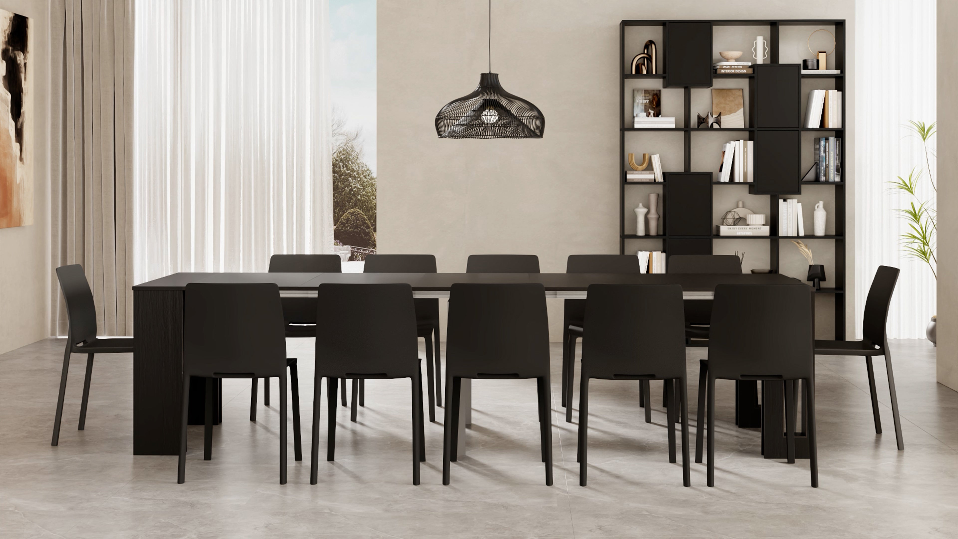 Table Console Extensible avec rallonges intégrées, Easy, 45(305)x 90 cm, Frêne noir - Set image 4