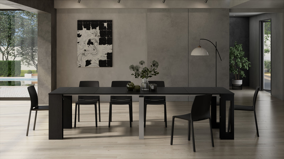 Easy, Extendable Console Table with extension leaves holder, 45(305)x 90 cm, Ashwood Black - Set image 5