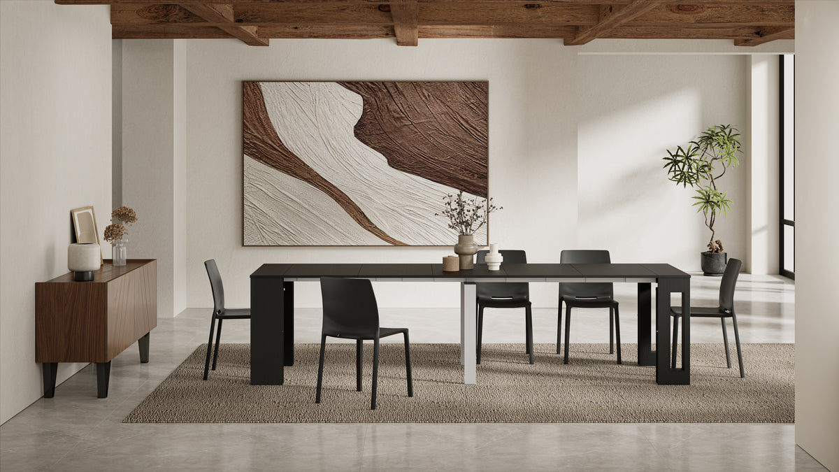 Easy, Extendable Console Table with extension leaves holder, 45(305)x 90 cm, Ashwood Black - Set image 7