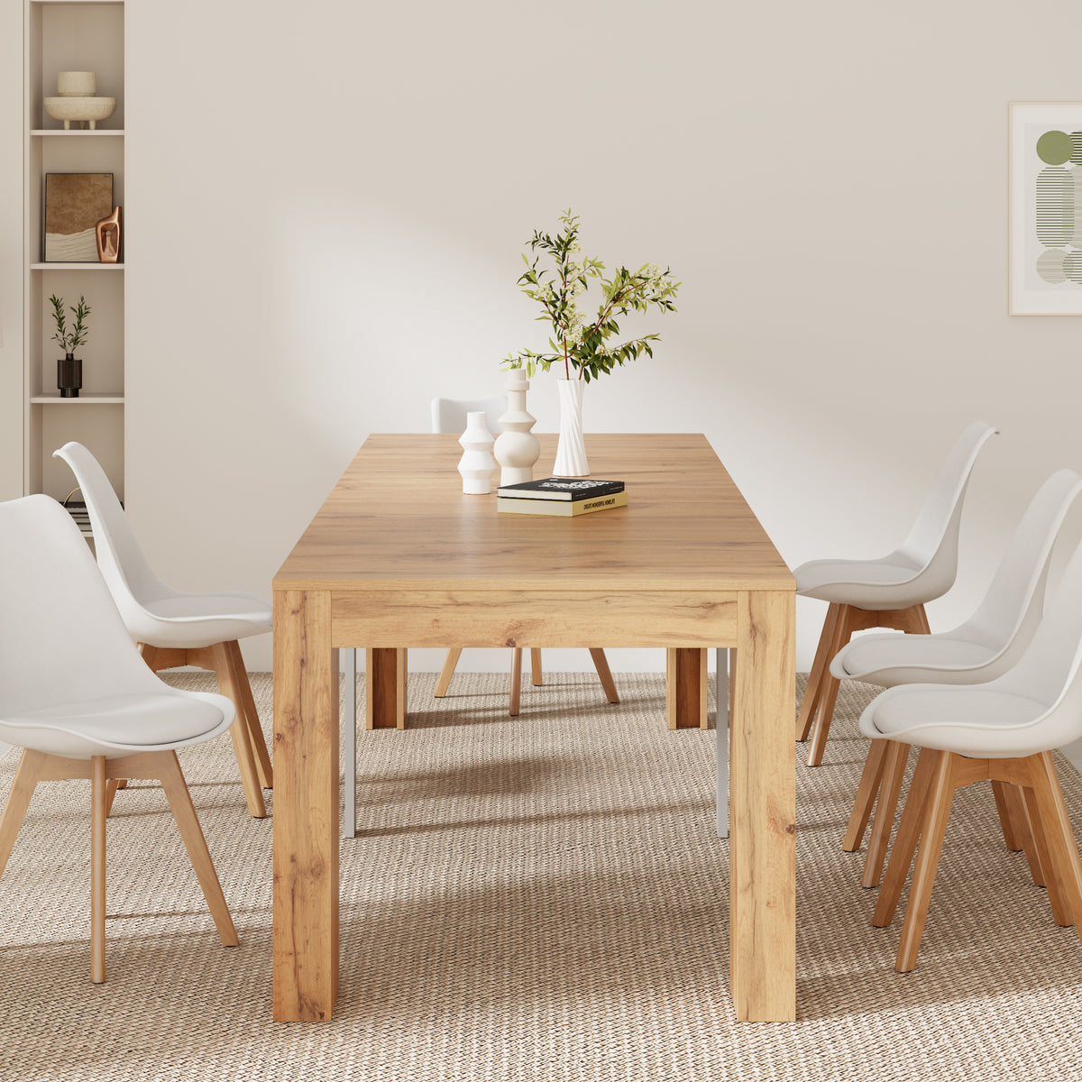 Easy, Extendable Console Table with extension leaves holder, 45(305)x 90 cm, Rustic Oak - Set image 1