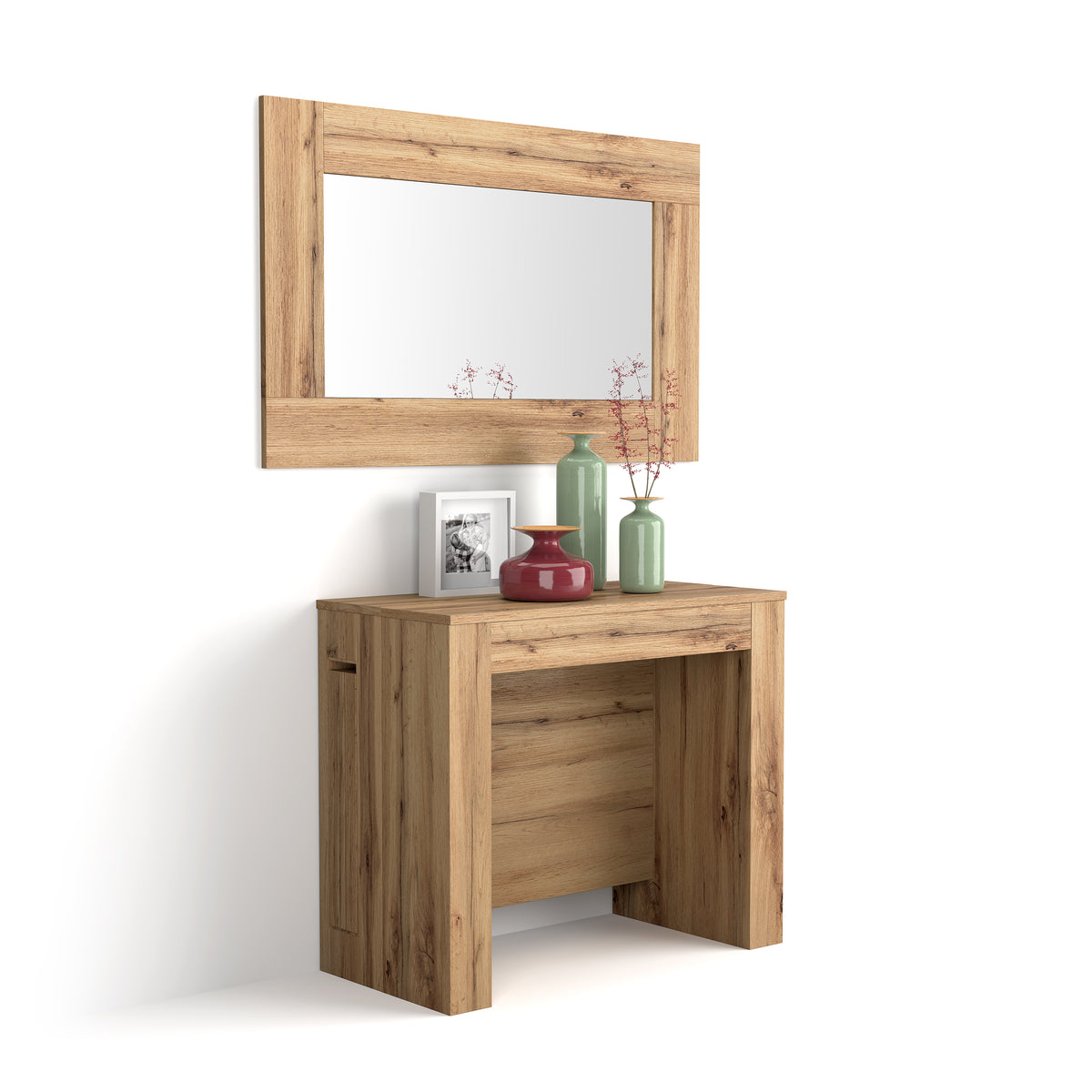 Easy, Extendable Console Table with extension leaves holder, 45(305)x 90 cm, Rustic Oak - Detail image 1
