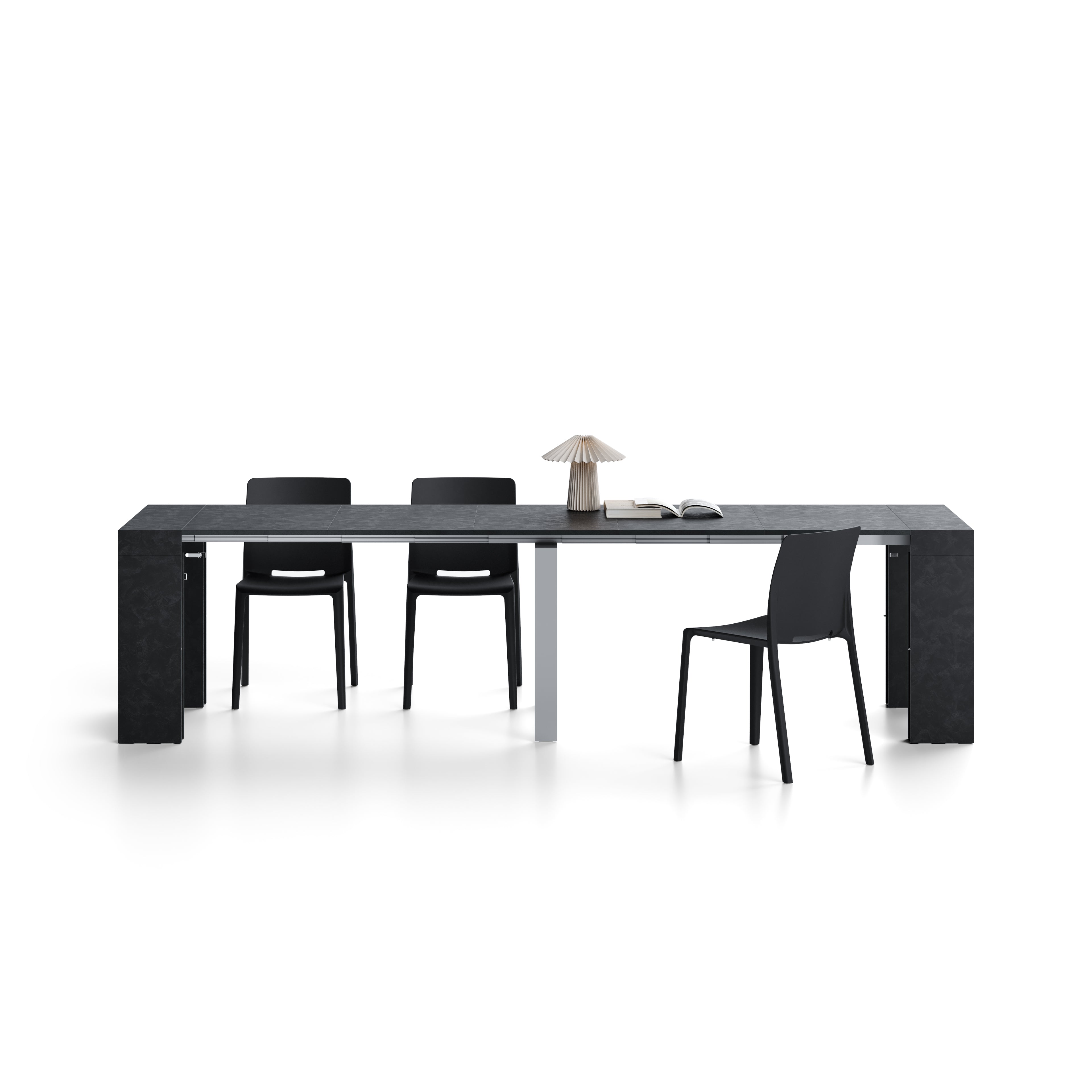 Table Console Extensible Evolution, 45(305)x80 cm, Noir Béton - Detail image 3