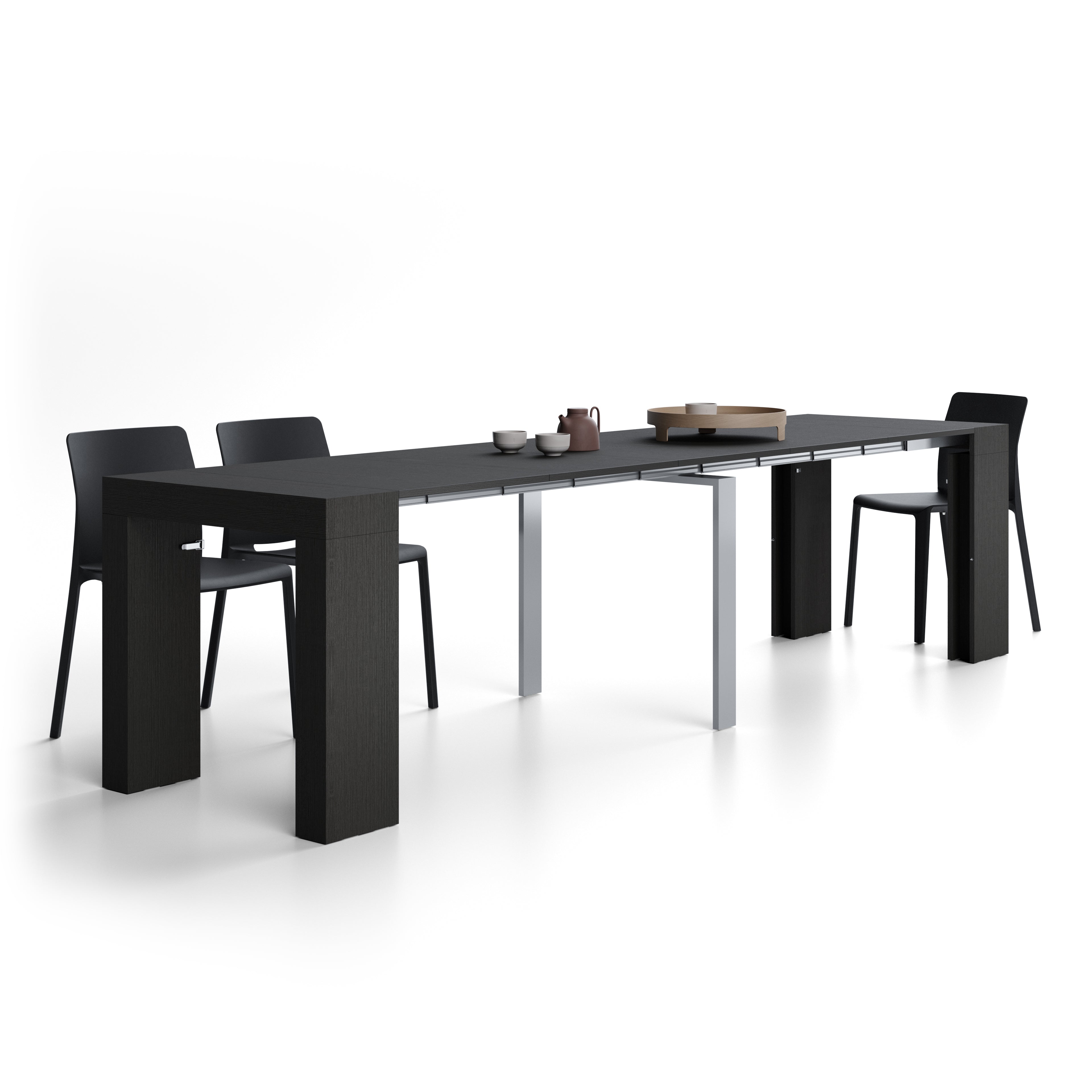 Table Console Extensible Evolution, 45(305)x80 cm, Frêne Noir
