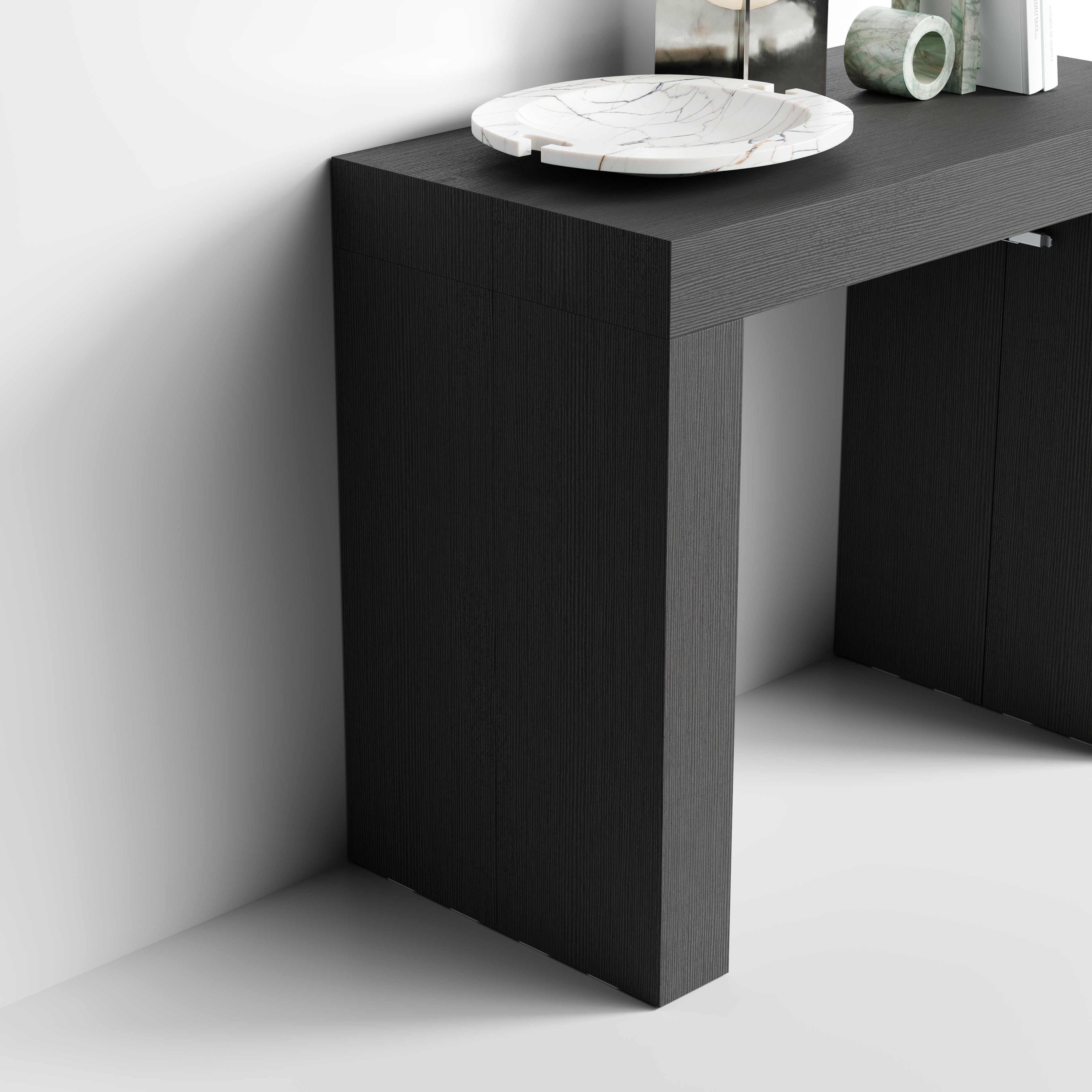 Uitschuifbare Consoletafel Evolution, 45(305)x80 cm, Zwart Essen - Detail image 2