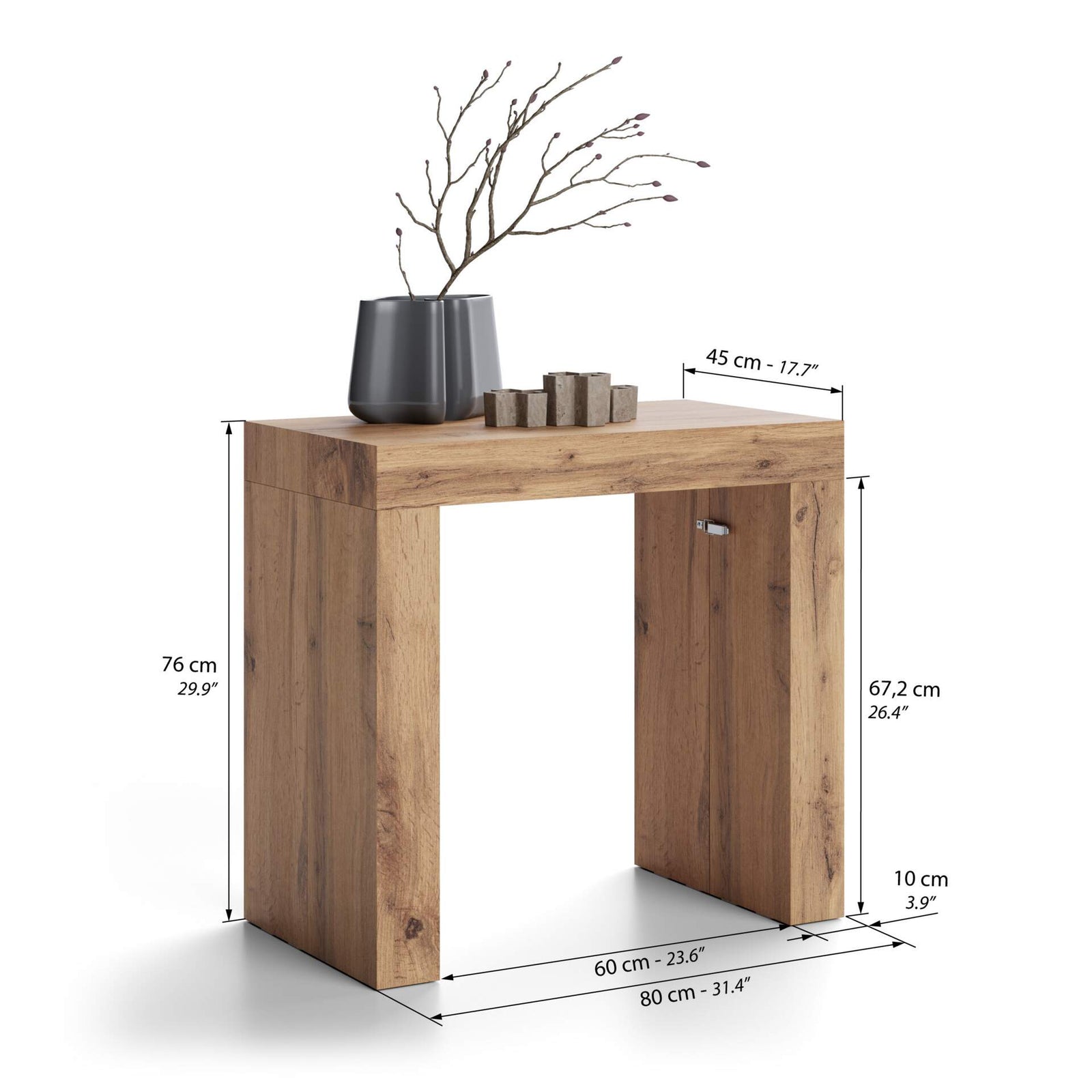 Table Console Extensible Evolution, 45(305)x80 cm, Bois Rustique - Immagine tecnica 1
