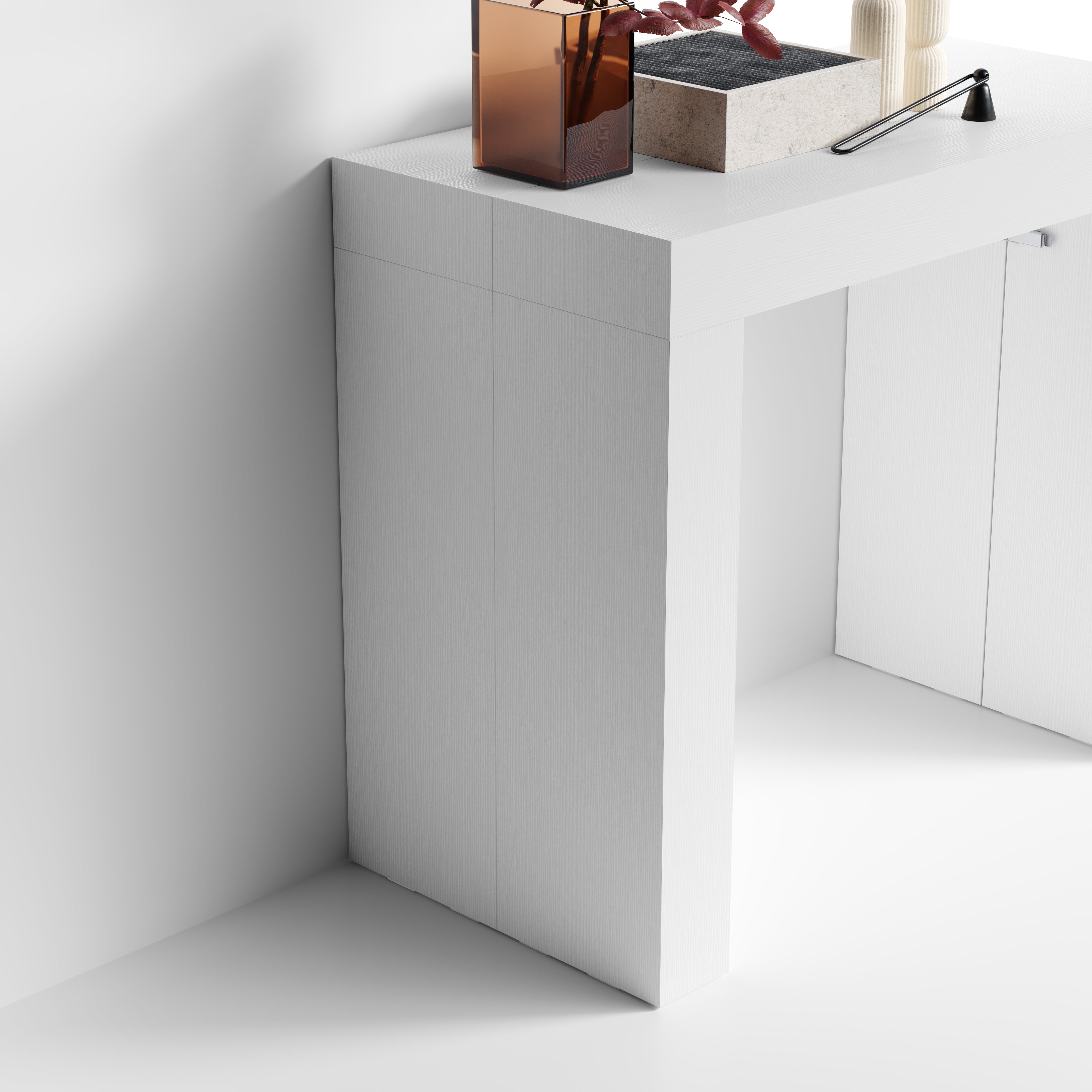 Table Console Extensible Evolution, 45(305)x90 cm, Frêne Blanc - Detail image 2