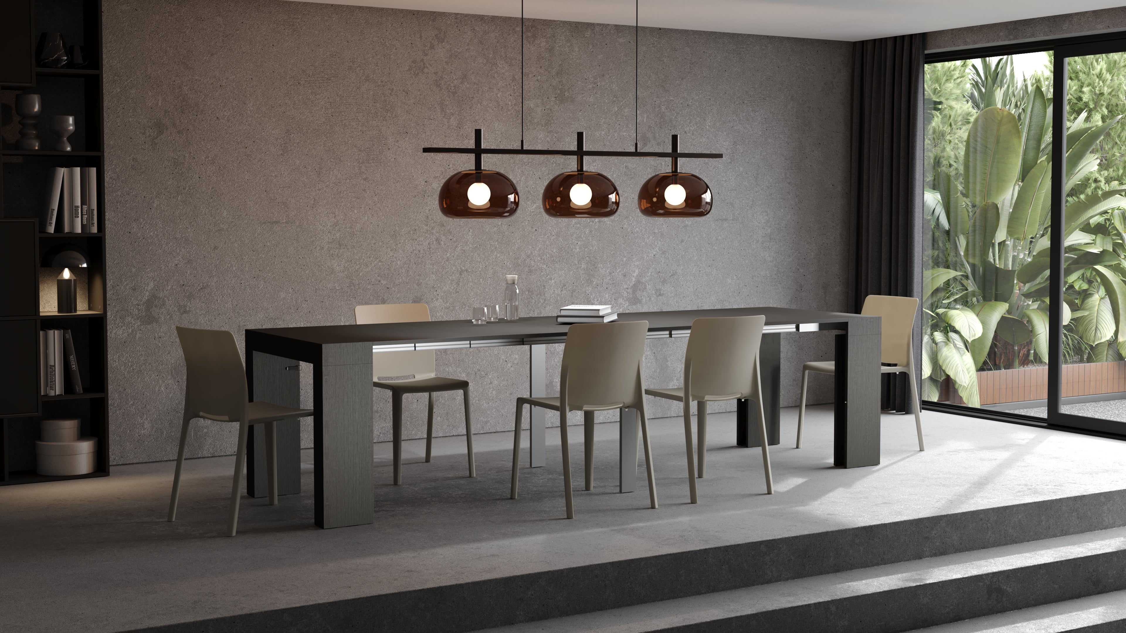 Table Console Extensible Evolution, 45(305)x90 cm, Frêne Noir - Set image 2