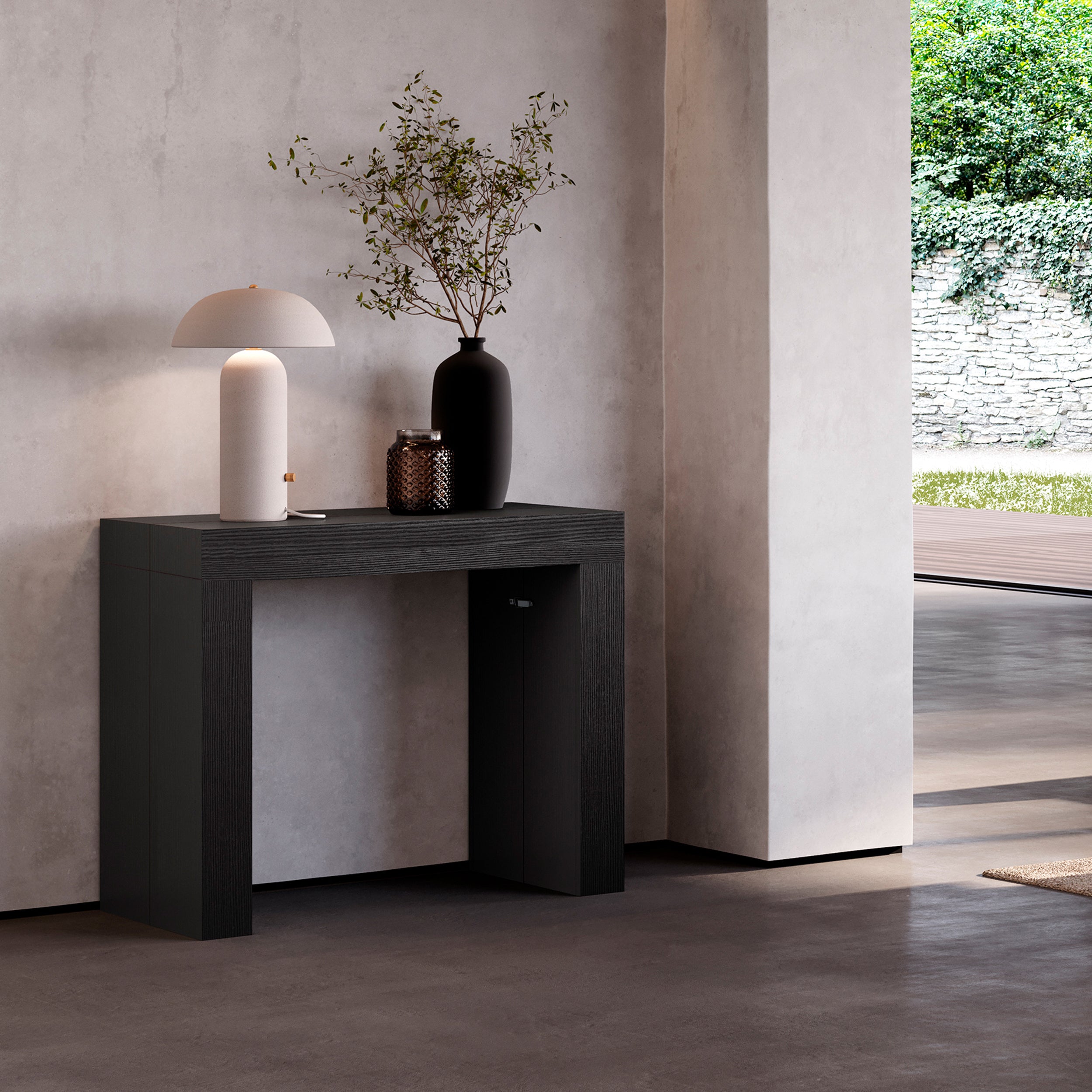 Table Console Extensible Evolution, 45(305)x90 cm, Frêne Noir - Set image 1