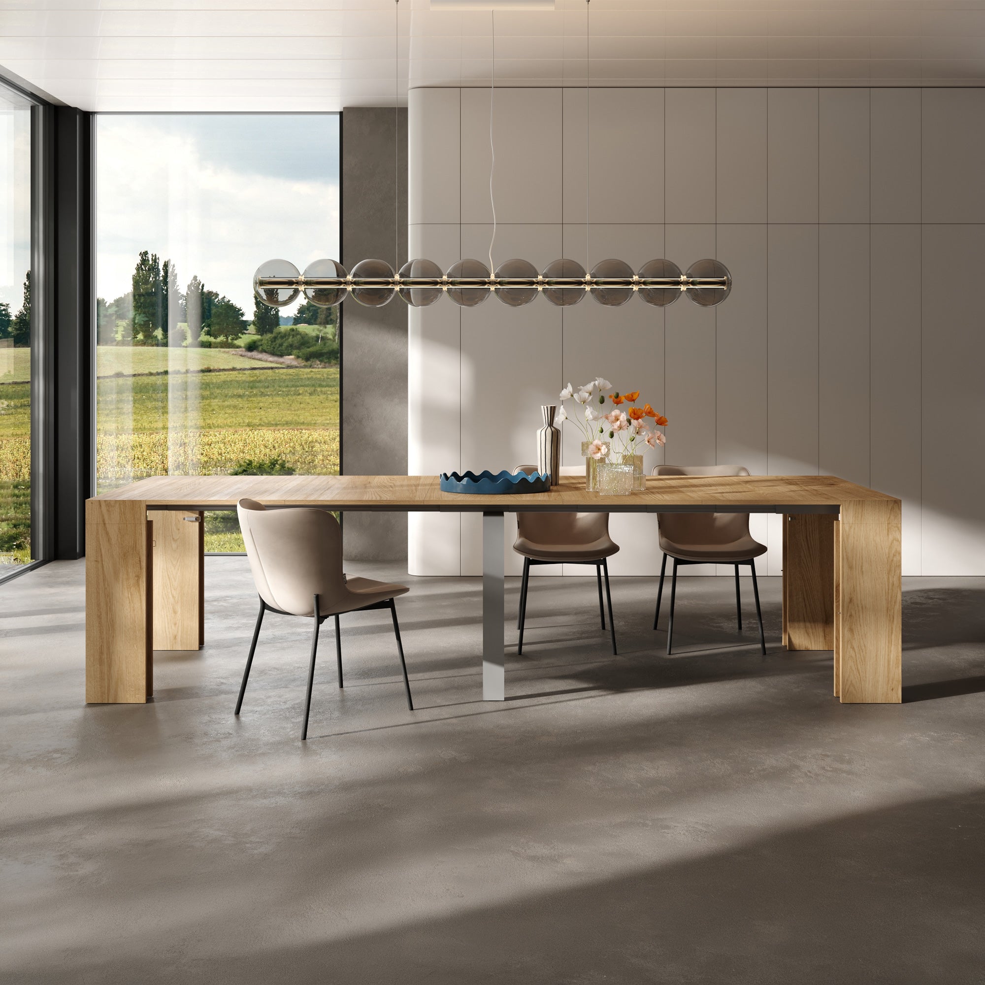 Table Console Extensible Evolution, 45(305)x80 cm, Chêne Clair - Set image 1