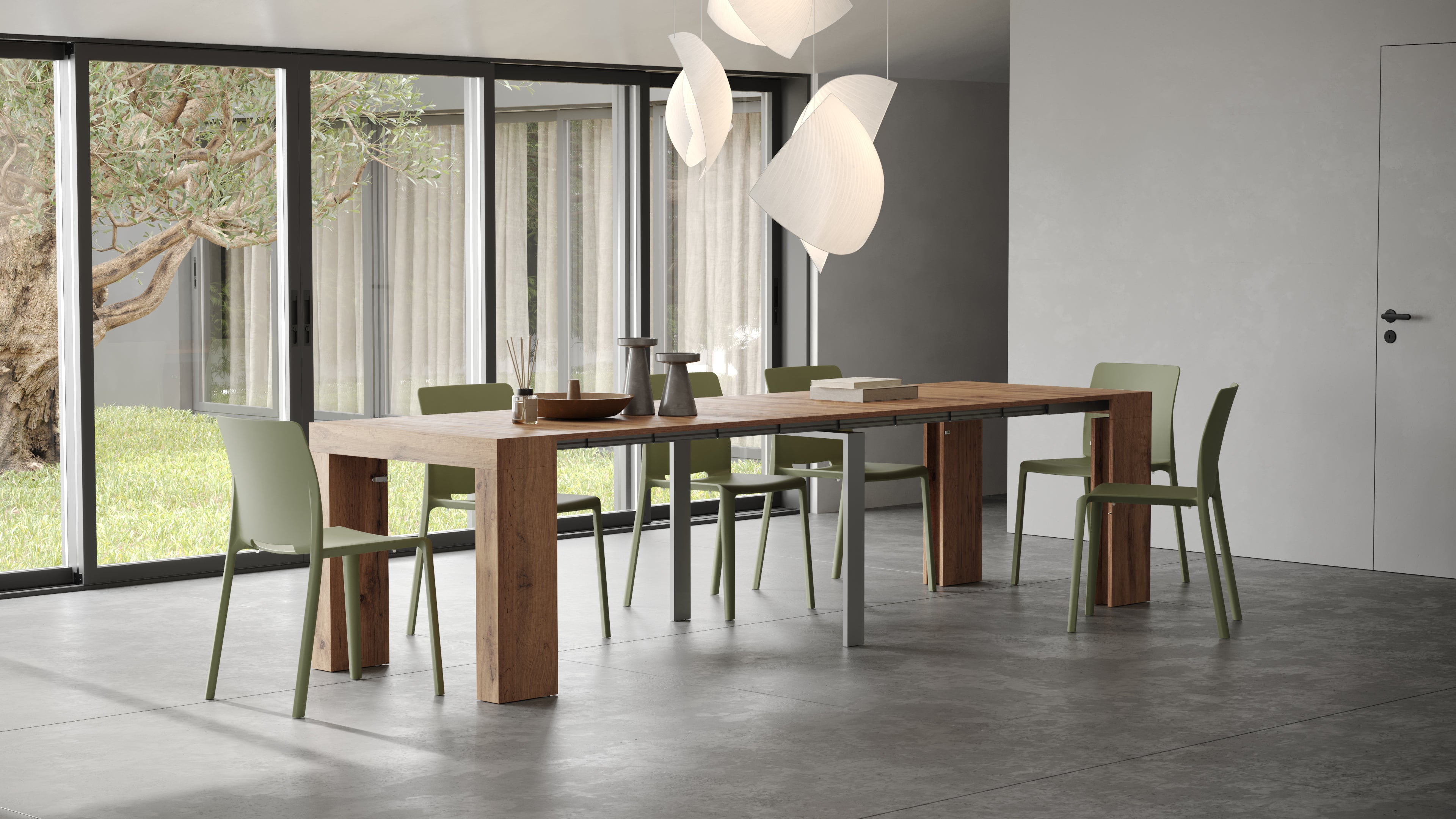 Table Console Extensible Evolution, 45(305)x80 cm, Bois Rustique - Set image 1