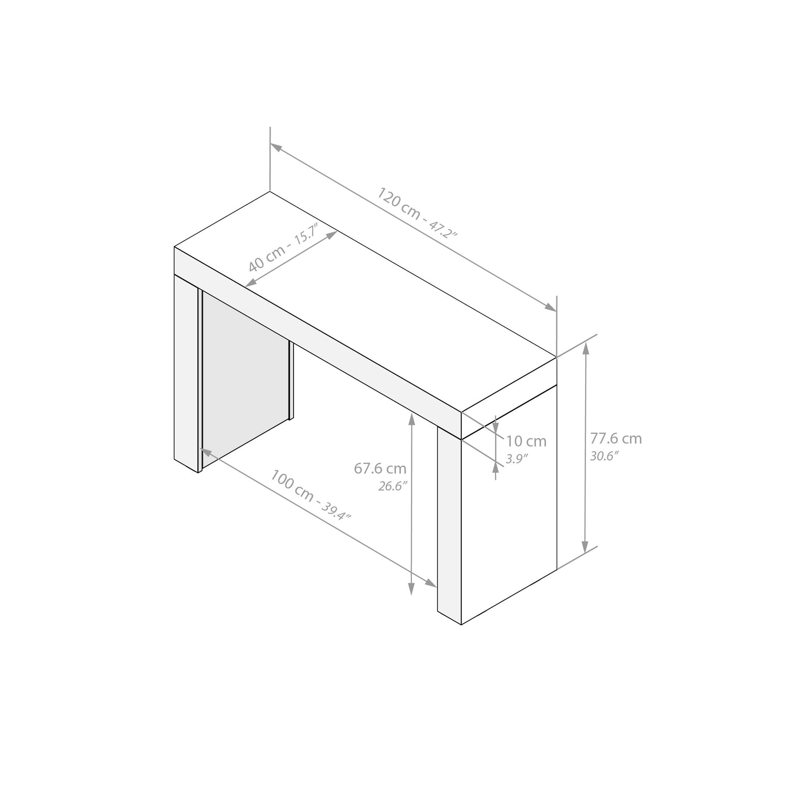 Consolle Ingresso Evolution 120x40, Rovere Rustico - Immagine tecnica 1