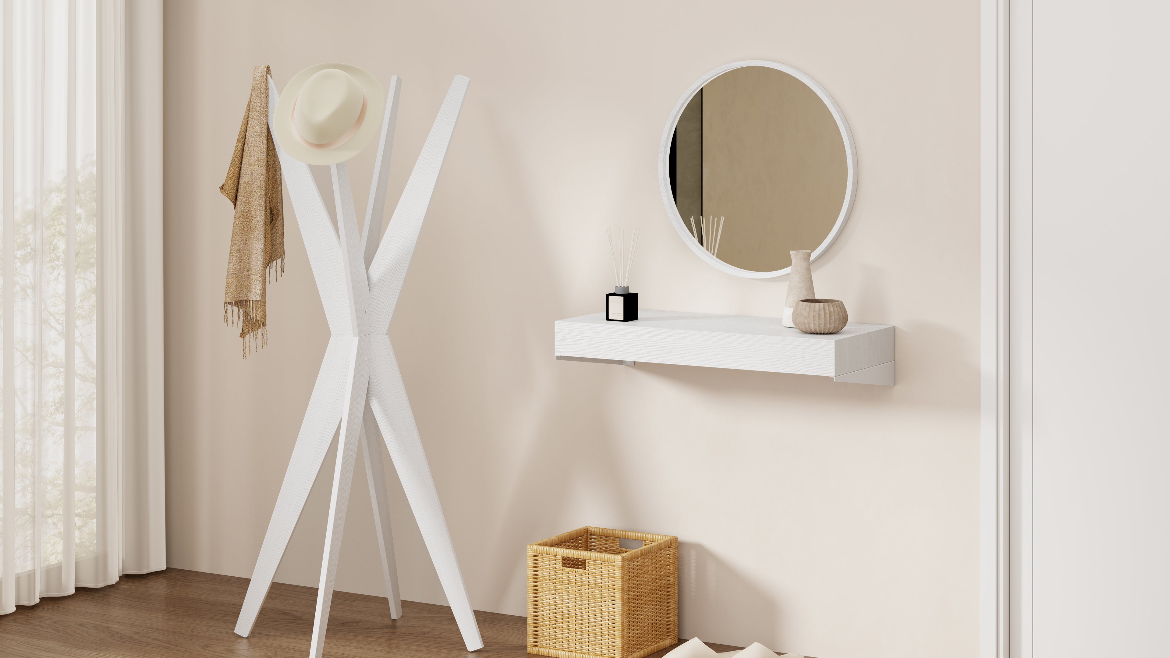 Wandkonsole Evolution 90x40, Esche Weiß - Set image 1