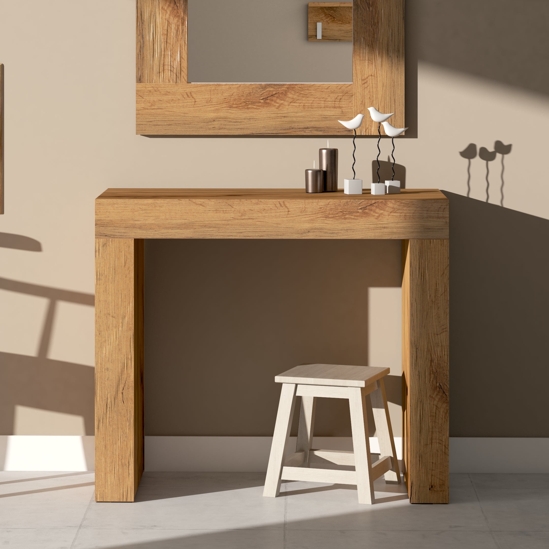 Console d'Entrée Evolution 90x40, Bois Rustique - Set image 1