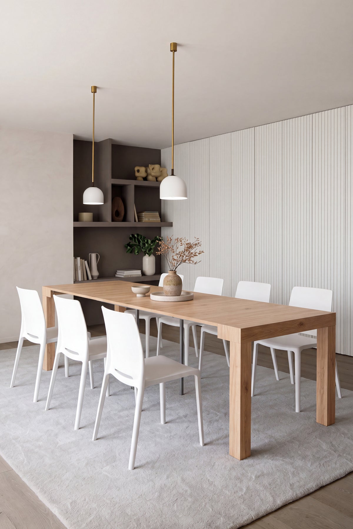 First, Extendable Console Table, 45(310)x80 cm, Light Oak - Set image 1