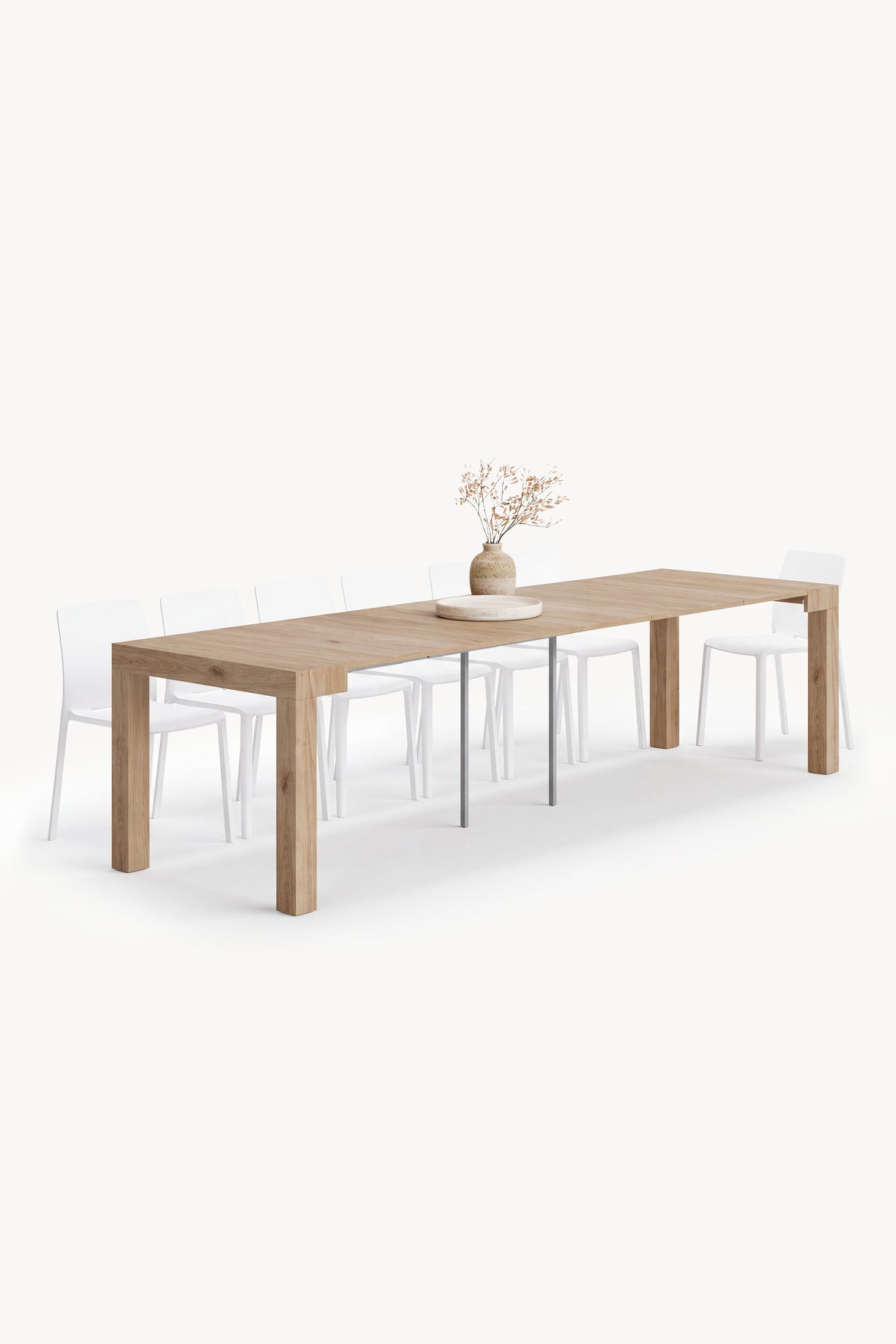 Consola extensible First, 45(310)x80 cm, Madera natural