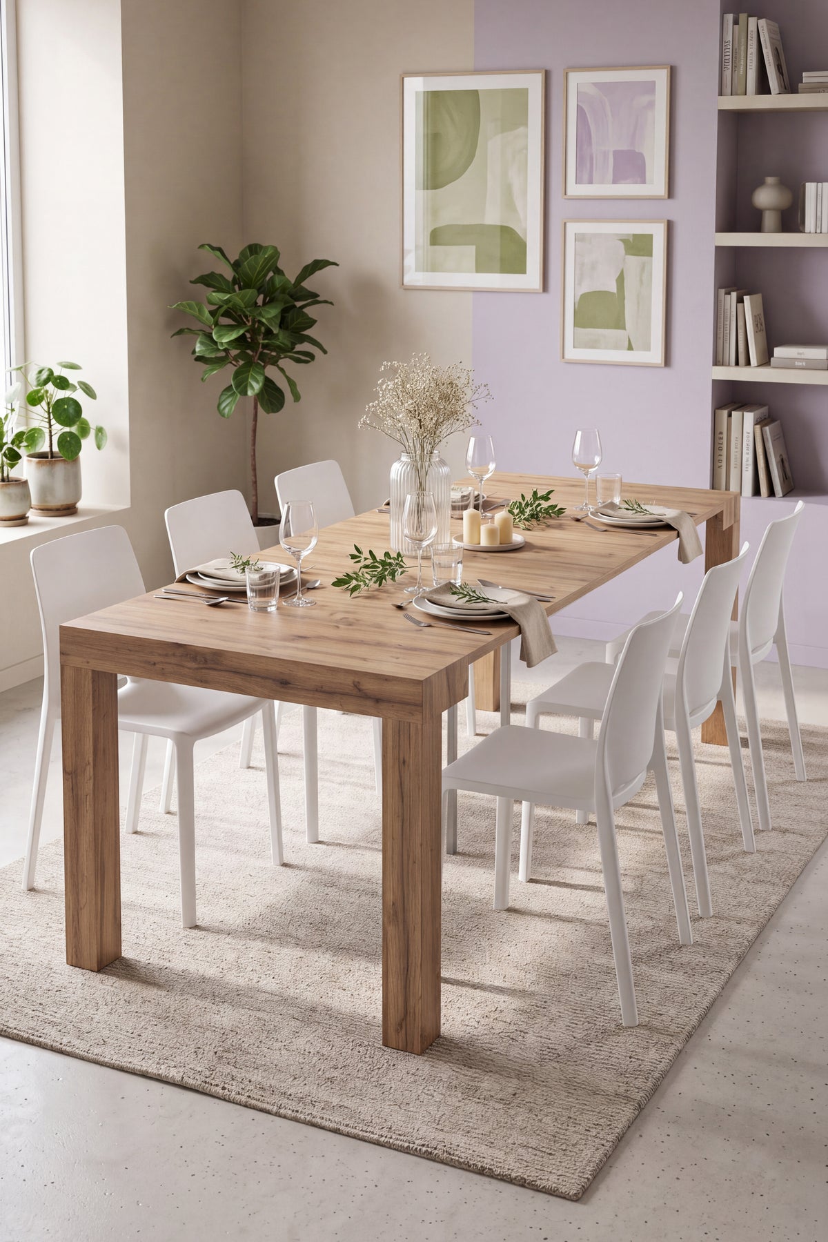 Console extensible First, 45(310)x80 cm, Bois rustique - Image d’ensemble 1