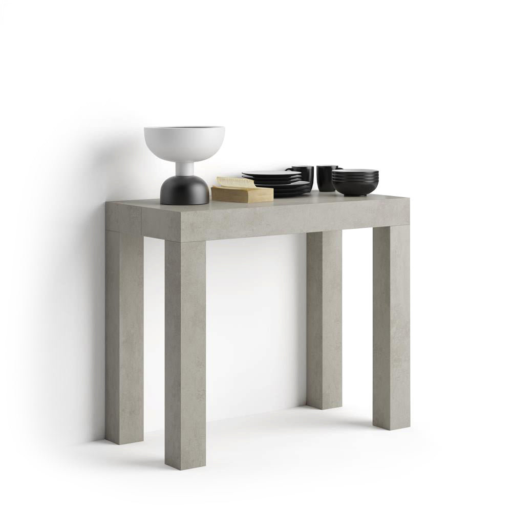 First, ausziehbarer Konsolentisch, 45(305)x90 cm, grauer Beton