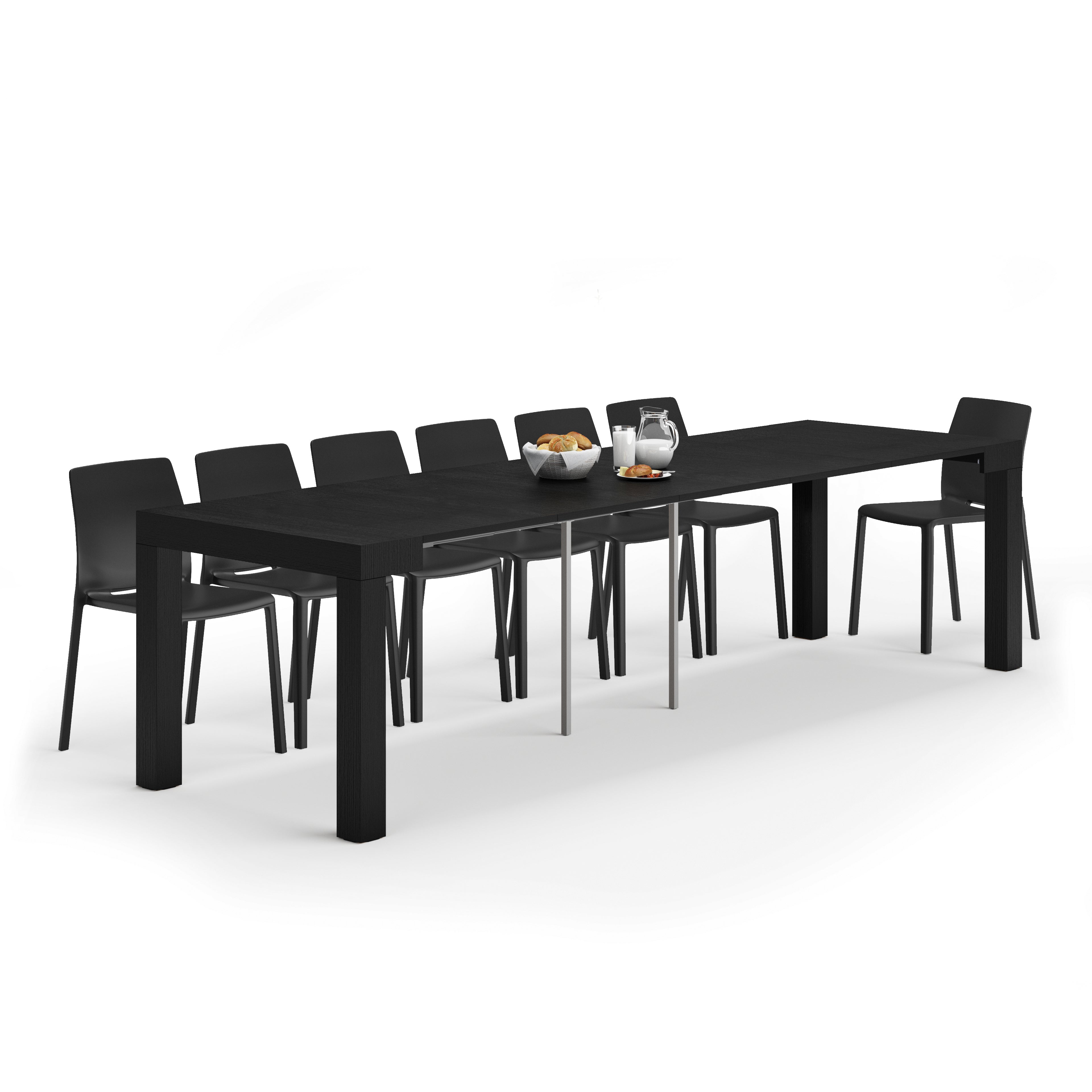 Table Console extensible First, 45(305)x90 cm, Frêne Noir