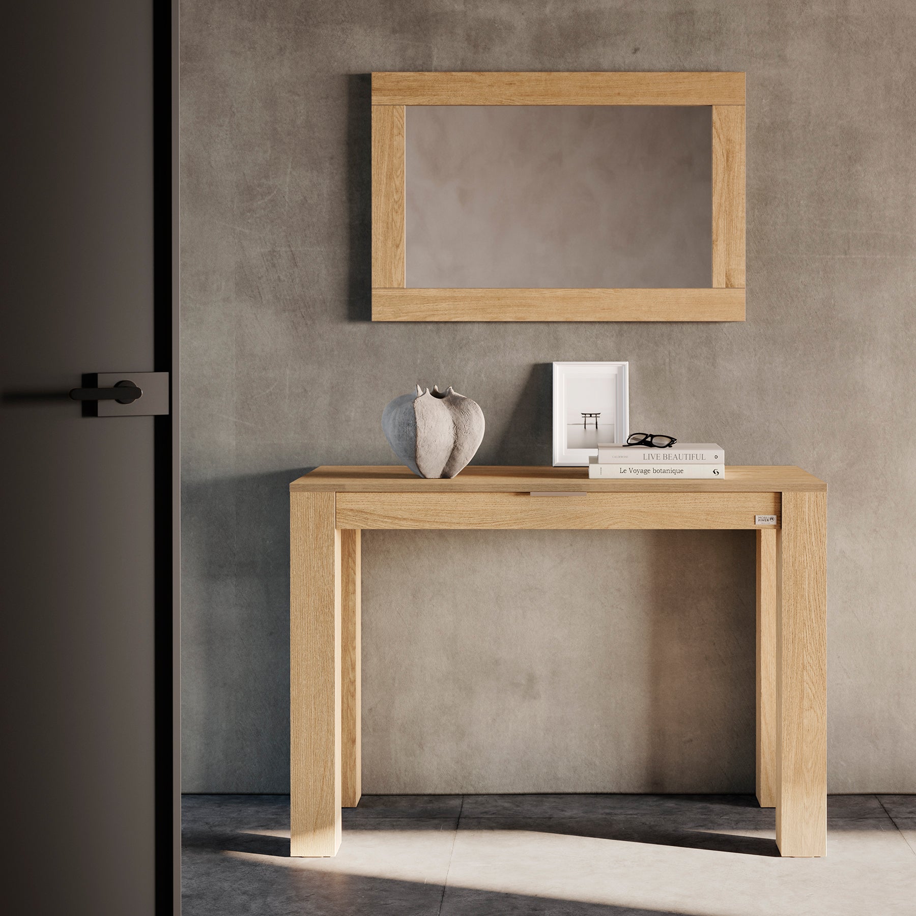 Specchiera rettangolare Rachele 90x60 cm, Rovere Naturale - Immagine ambientata 1
