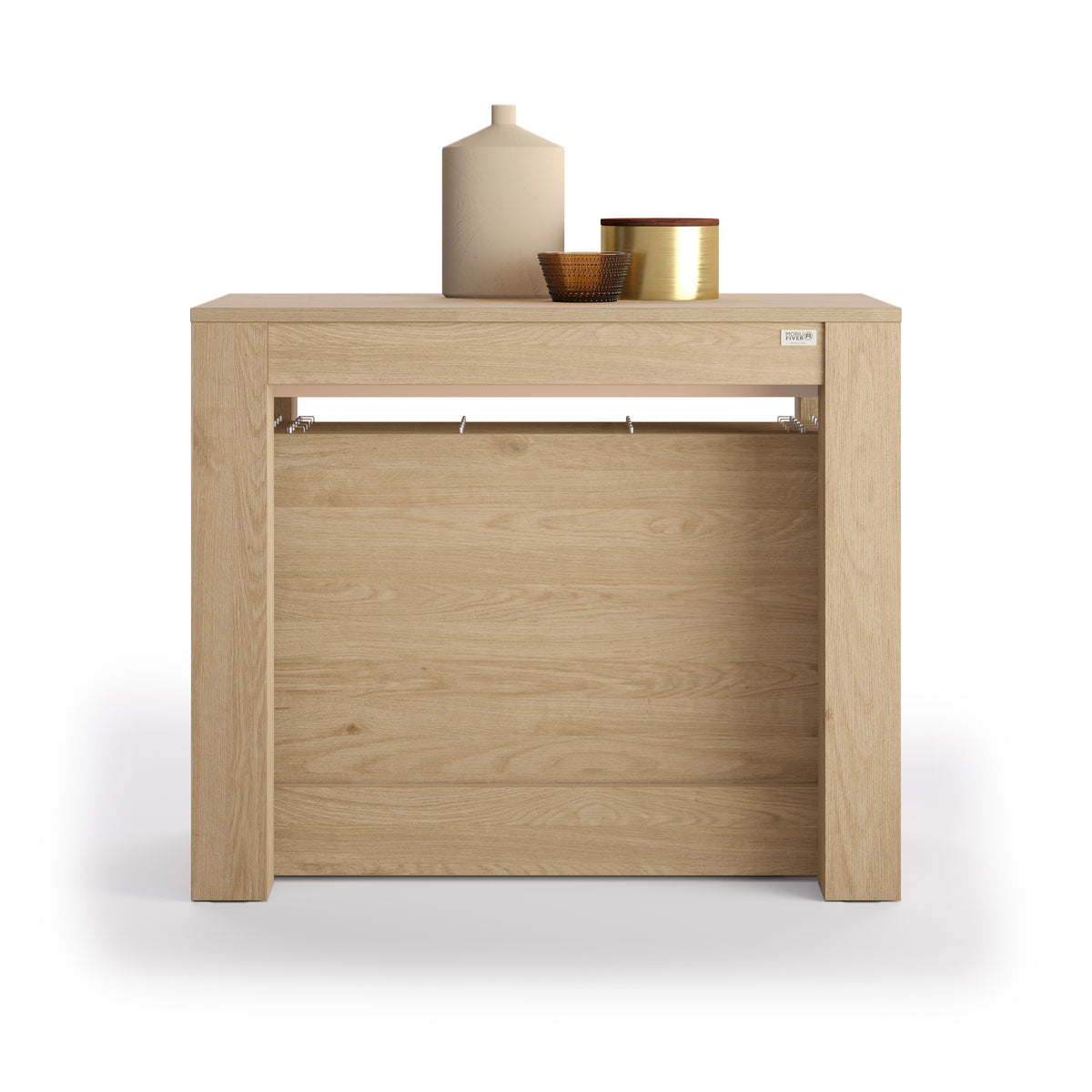 Extendable Console Table with extension leaves holder, Rachele, 45(306)x 90 cm, Light Oak - Detail image 3