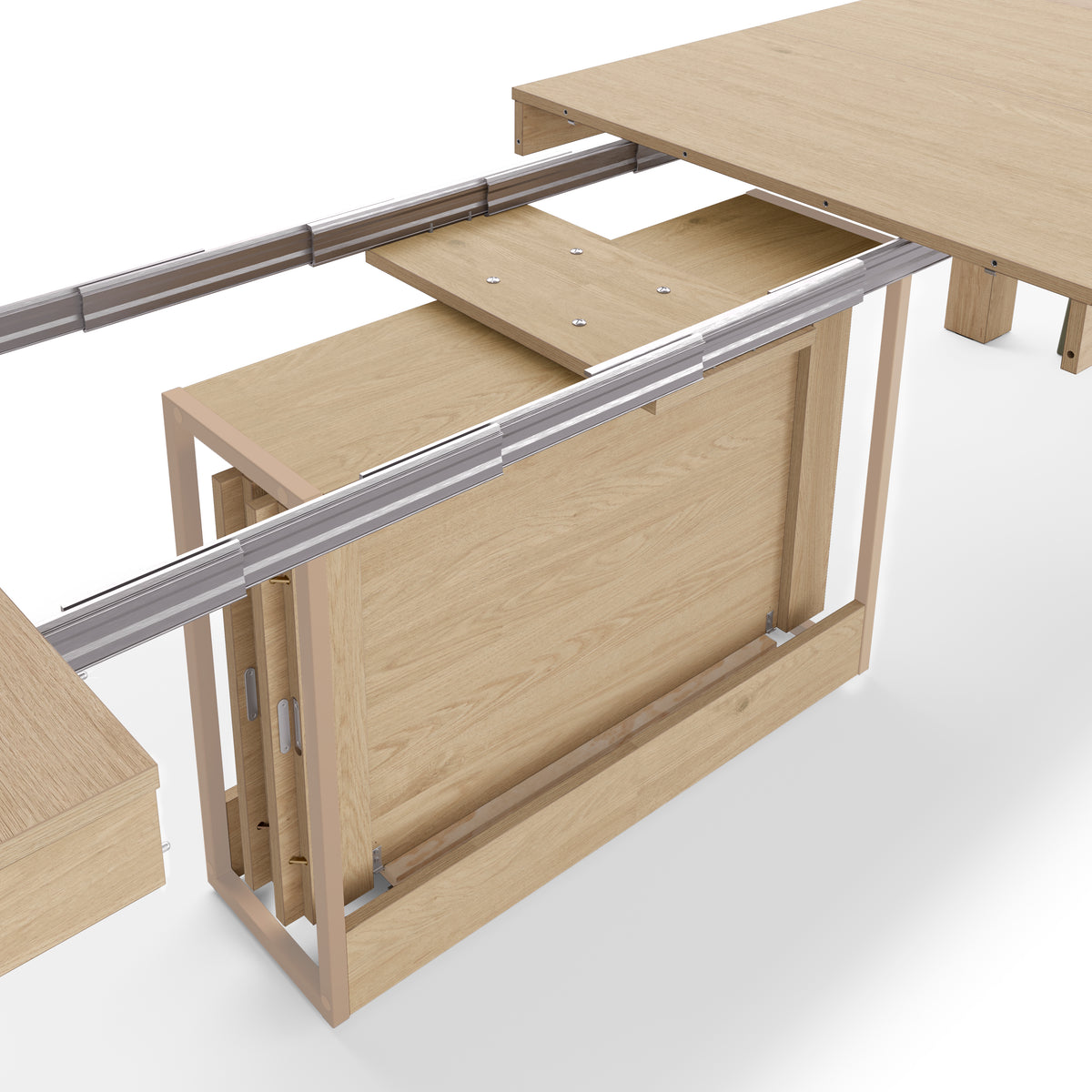Extendable Console Table with extension leaves holder, Rachele, 45(306)x 90 cm, Light Oak - Detail image 2