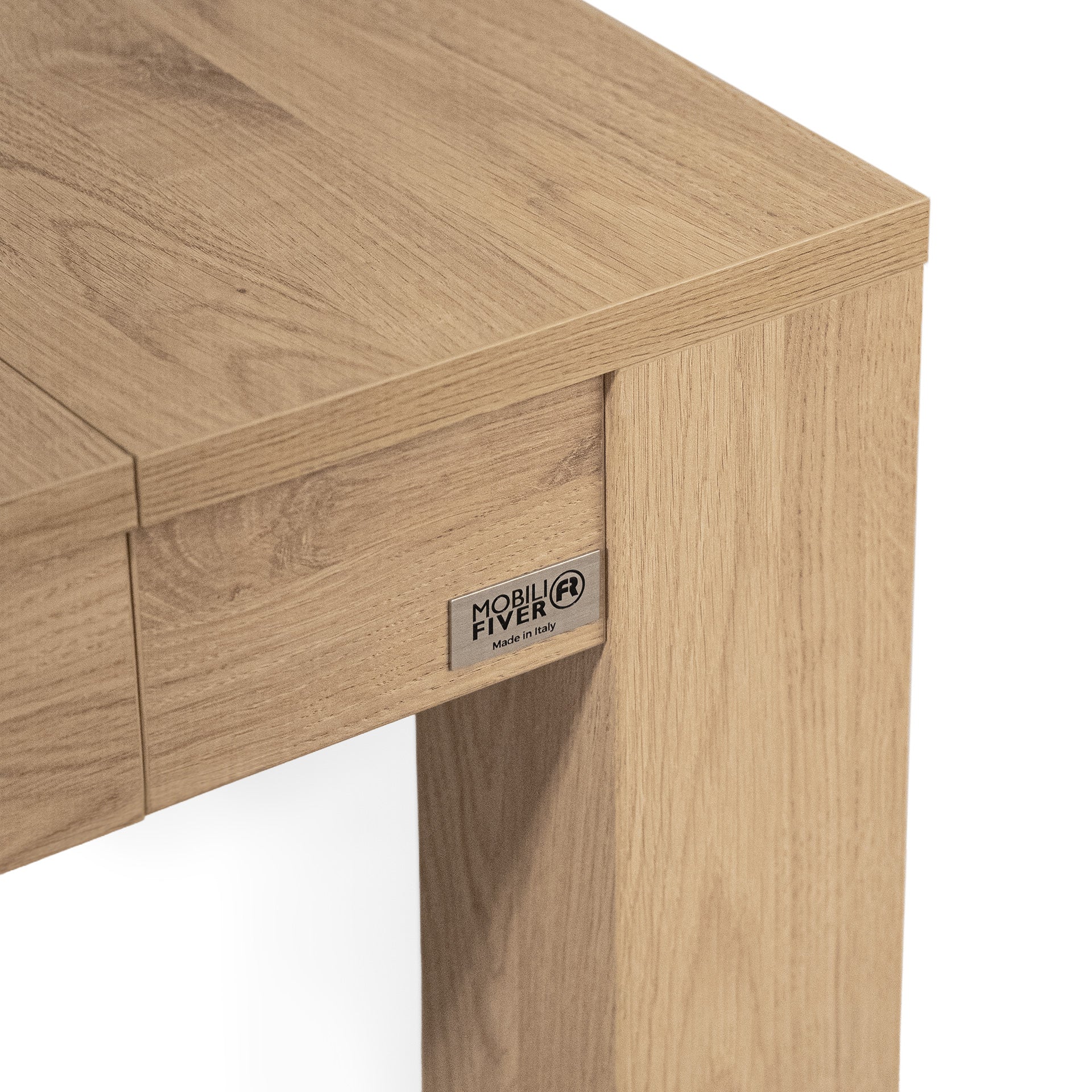 Extendable Console Table with extension leaves holder, Rachele, 45(306)x 90 cm, Light Oak - Detail image 5