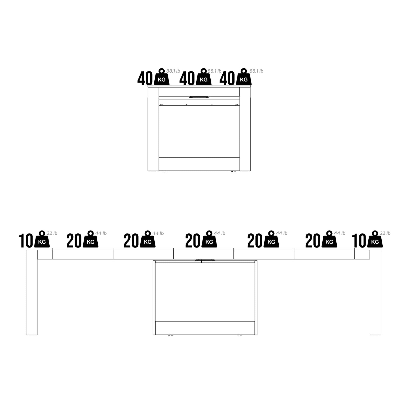 Table Console Extensible avec rallonges intégrées, Rachele, 46(306)x90 cm, Frêne Noir - Immagine tecnica 3