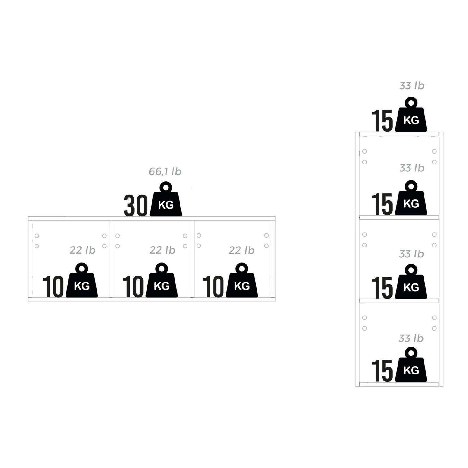 Wandkast easy 104 met neergaande klepdeur wit essen - Immagine tecnica 2