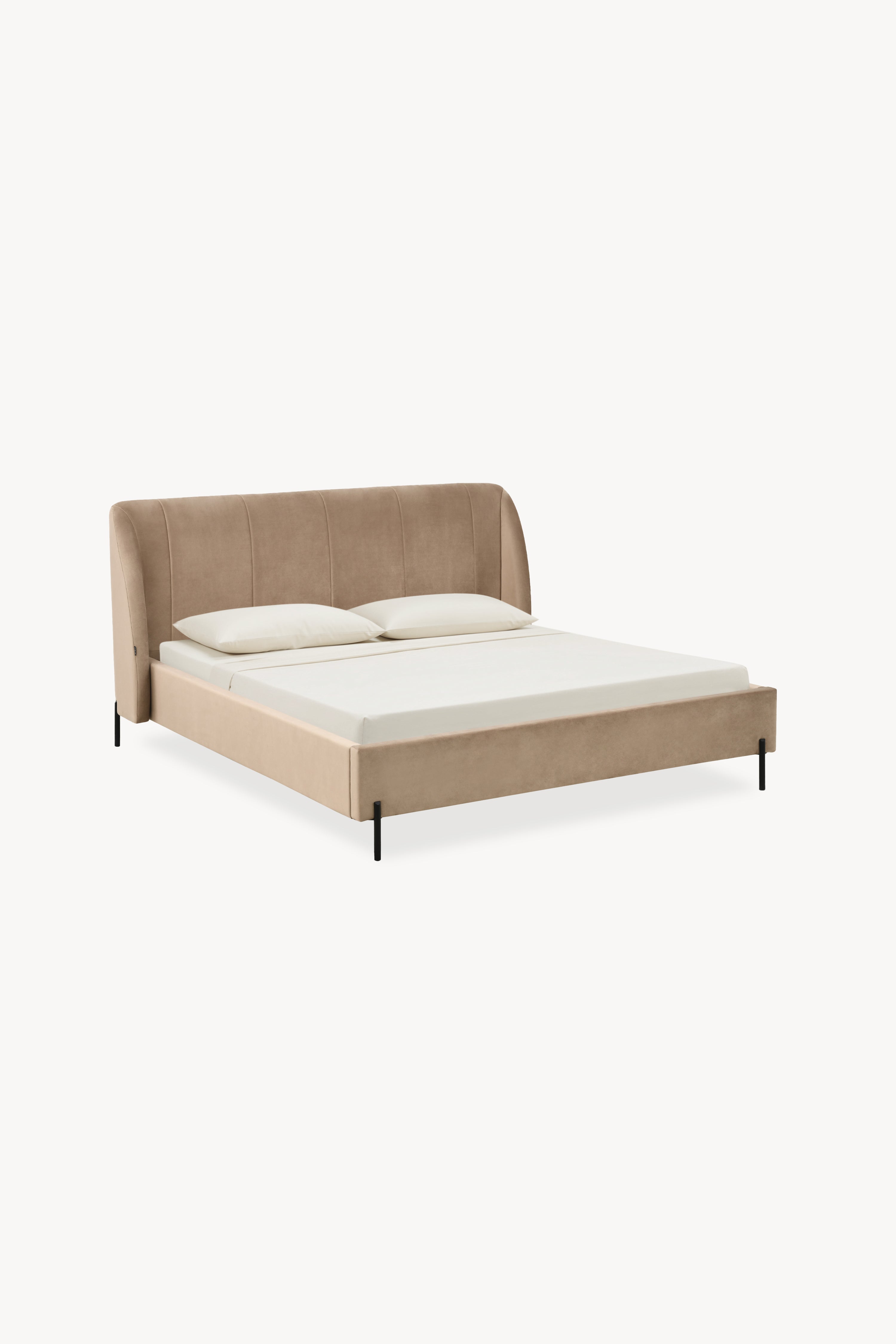 Lit king size rembourré Greta 180x200 cm, Camel