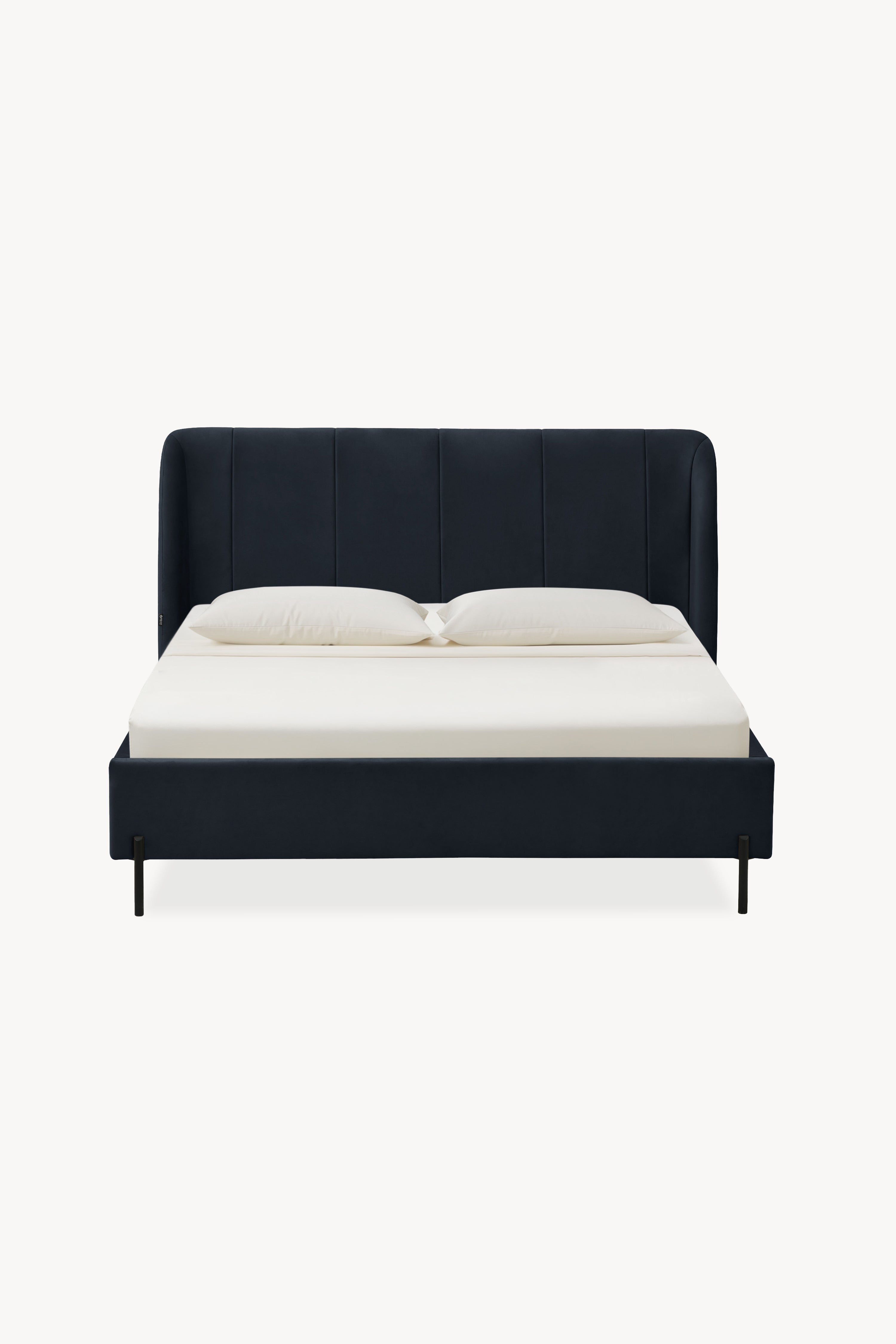 Lit queen size rembourré Greta 160x200 cm, Bleu nuit