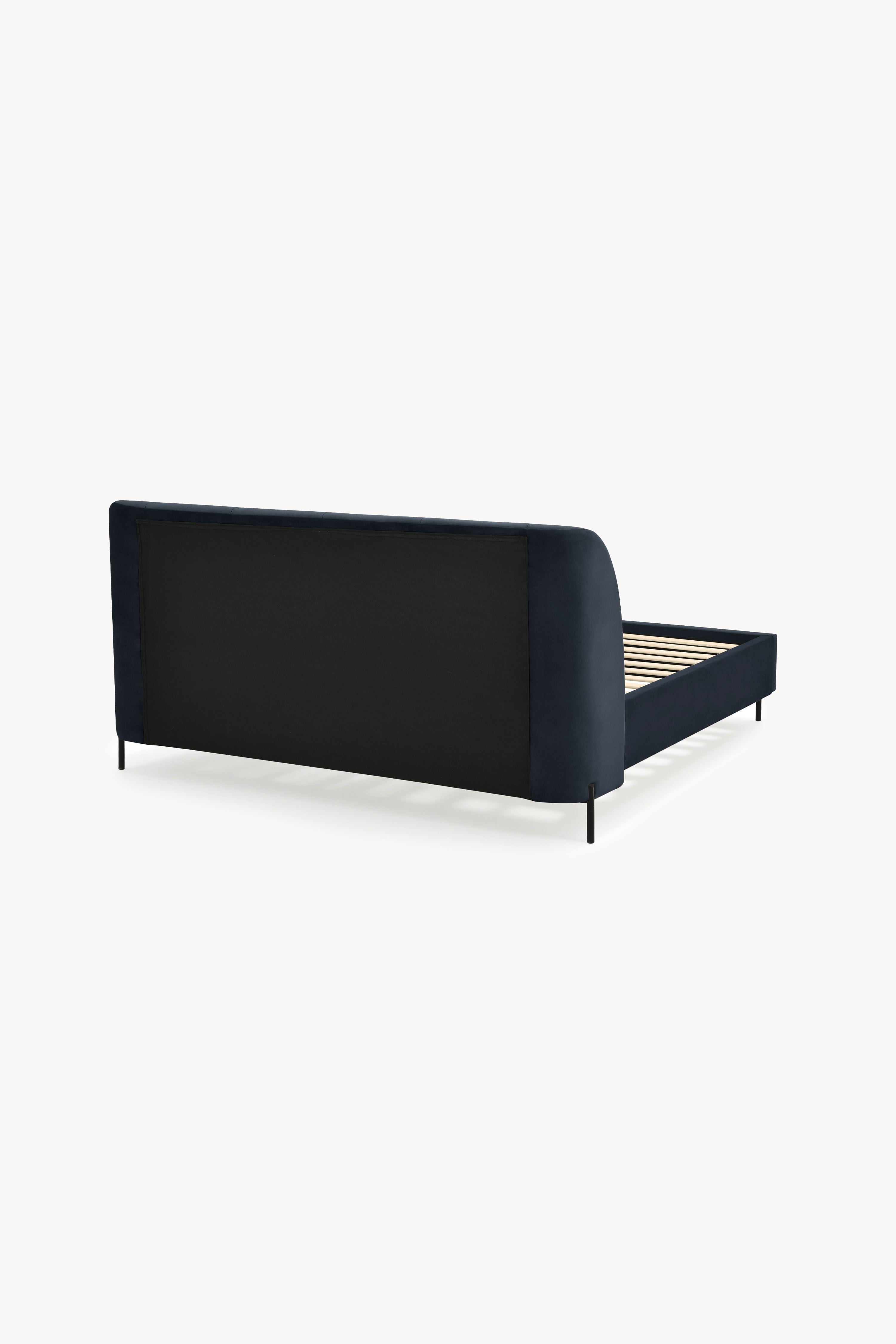 Lit king size rembourré Greta 180x200 cm, Bleu nuit - Image de détail 6