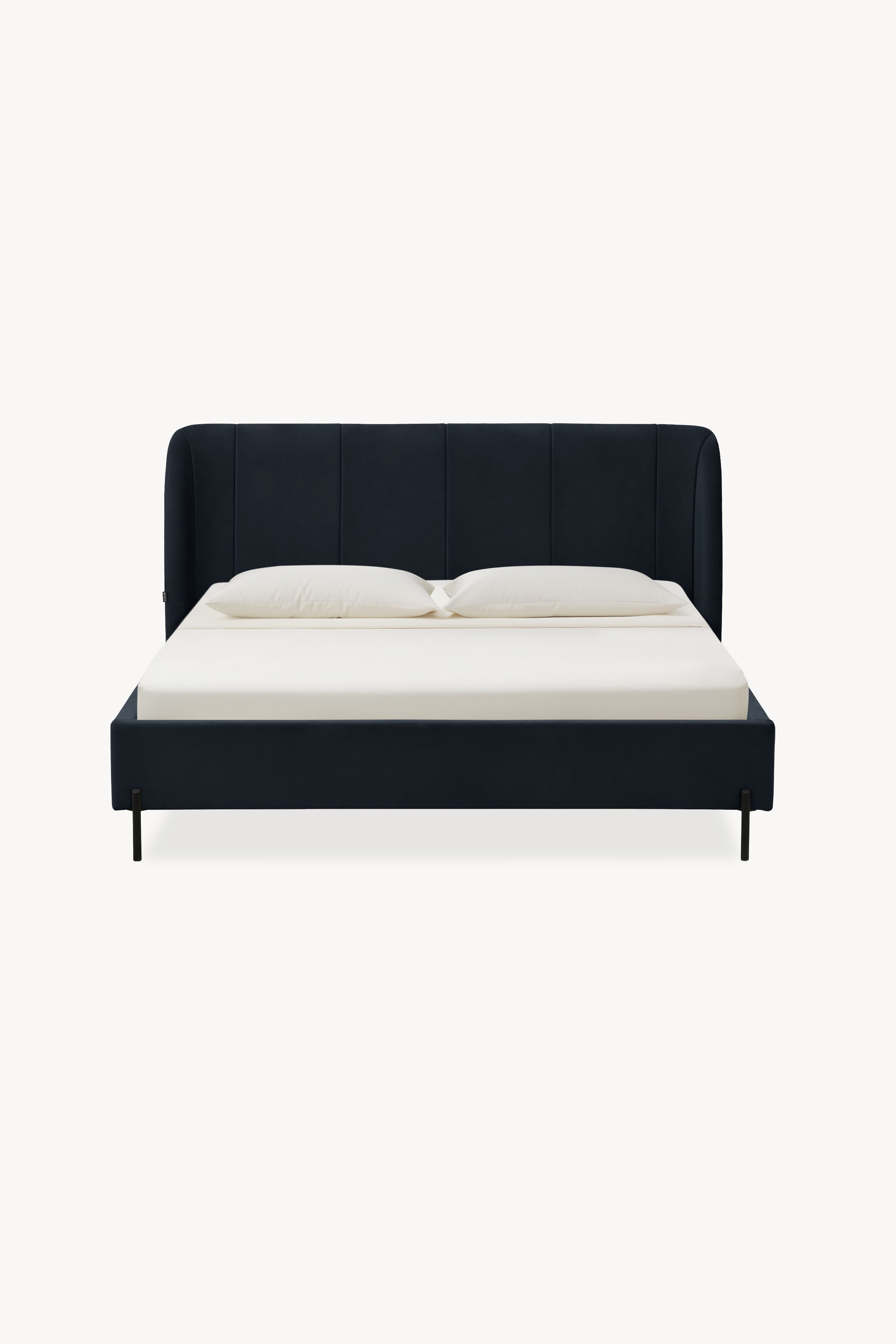 Lit king size rembourré Greta 180x200 cm, Bleu nuit