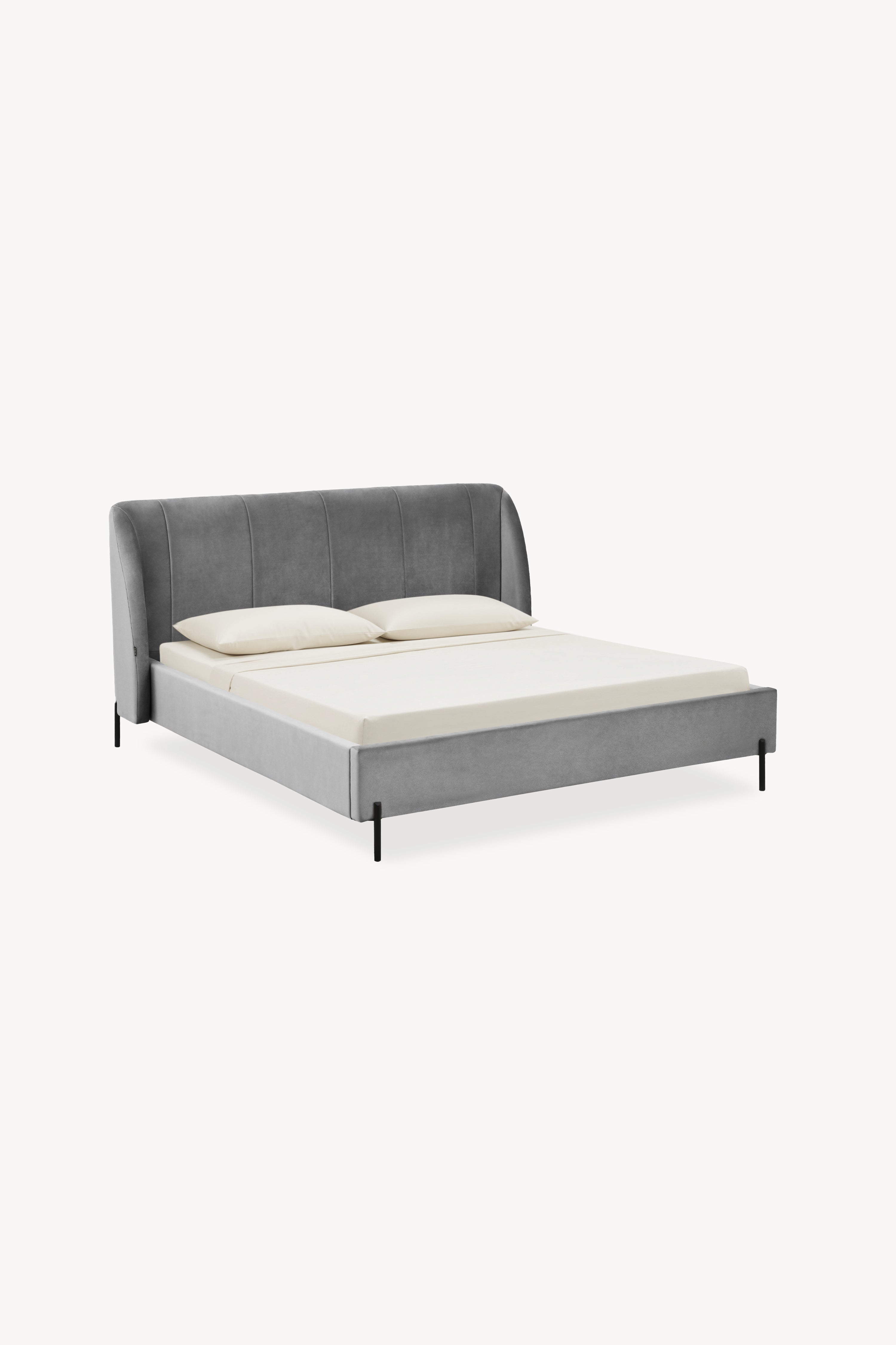 Lit king size rembourré Greta 180x200 cm, Gris Fumé