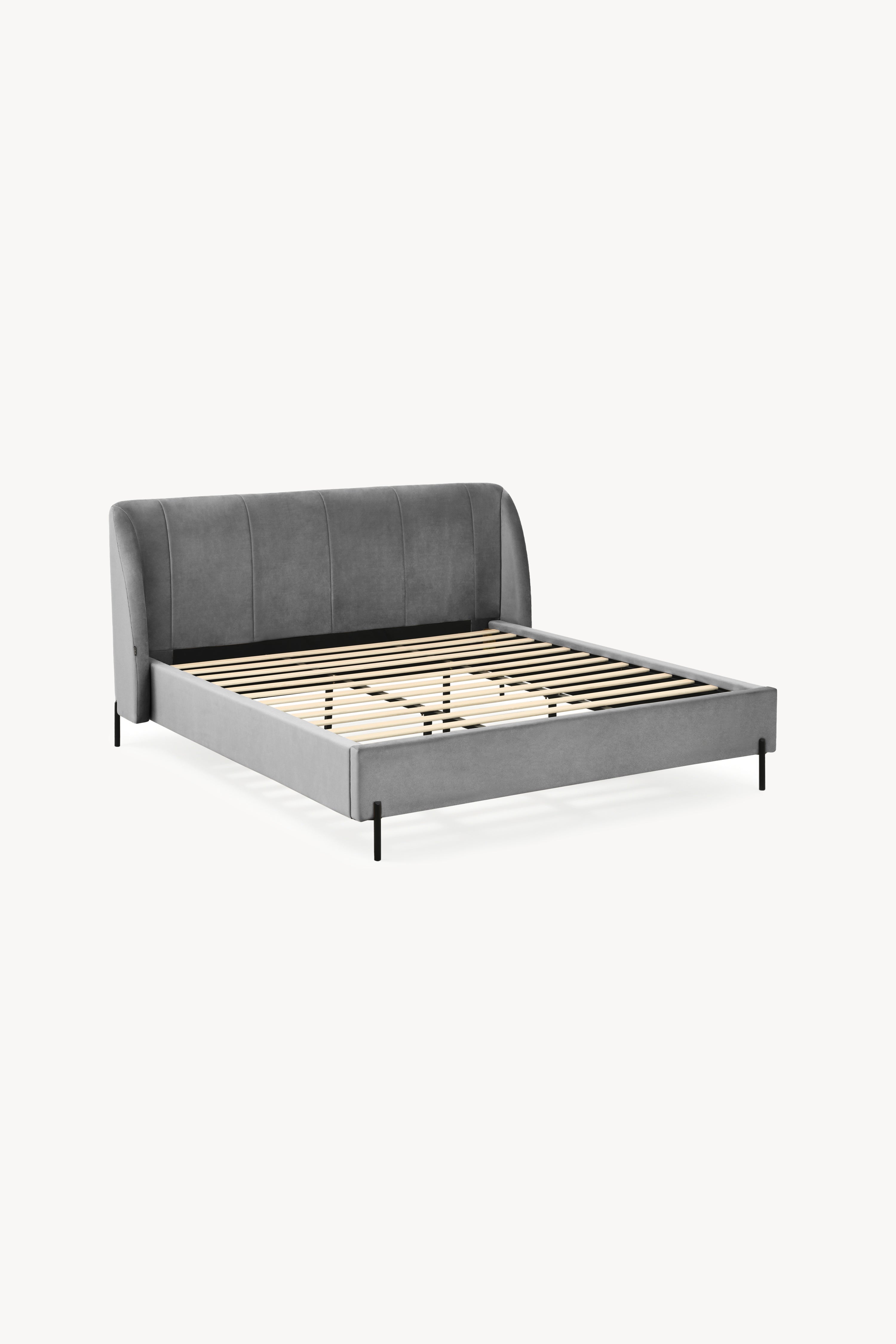 Cama matrimonial tapizada Greta 180x200 cm, Gris Humo