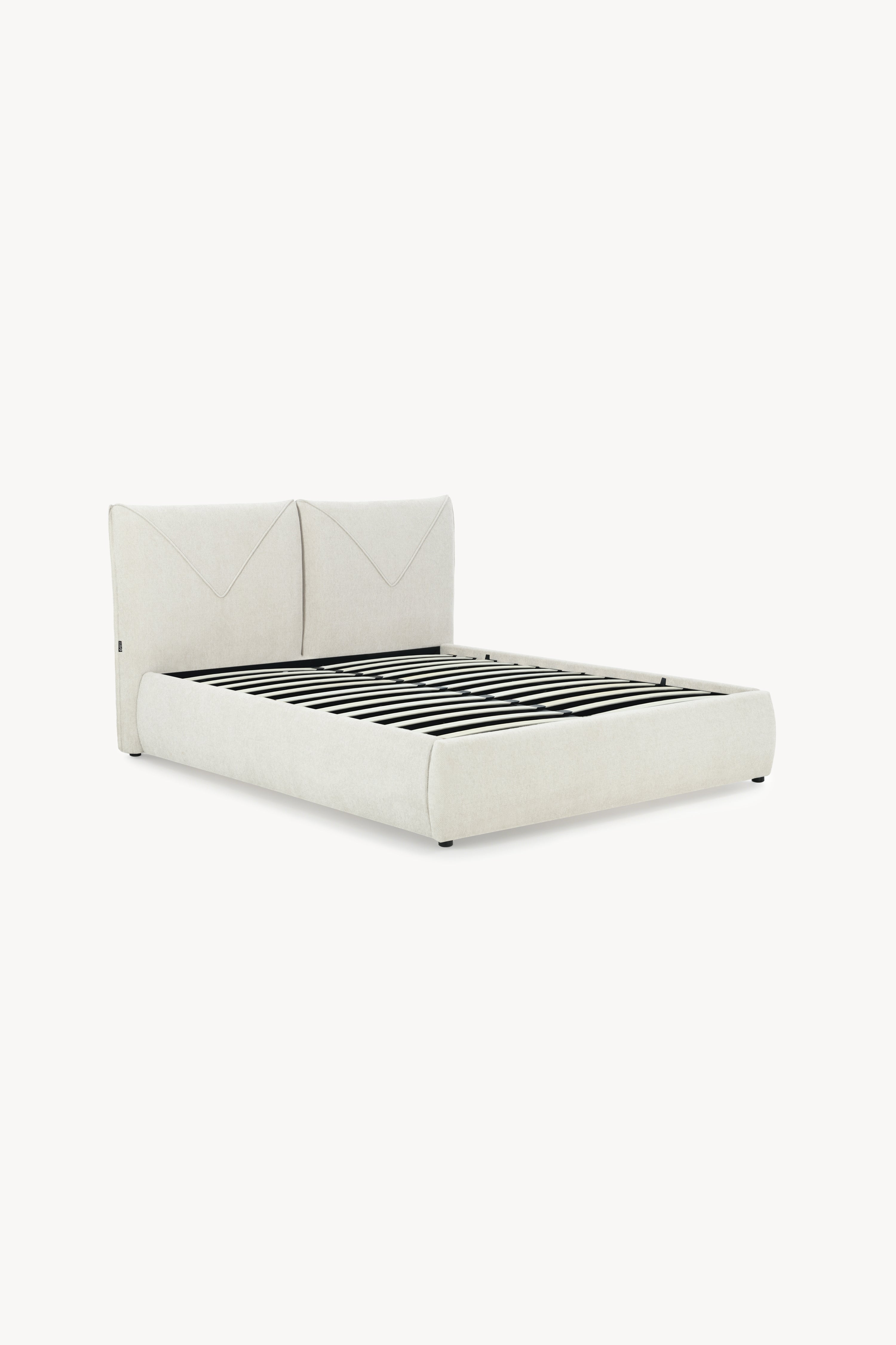 Cama matrimonial con contenedor Martino 160x200 cm, Blanco Lana