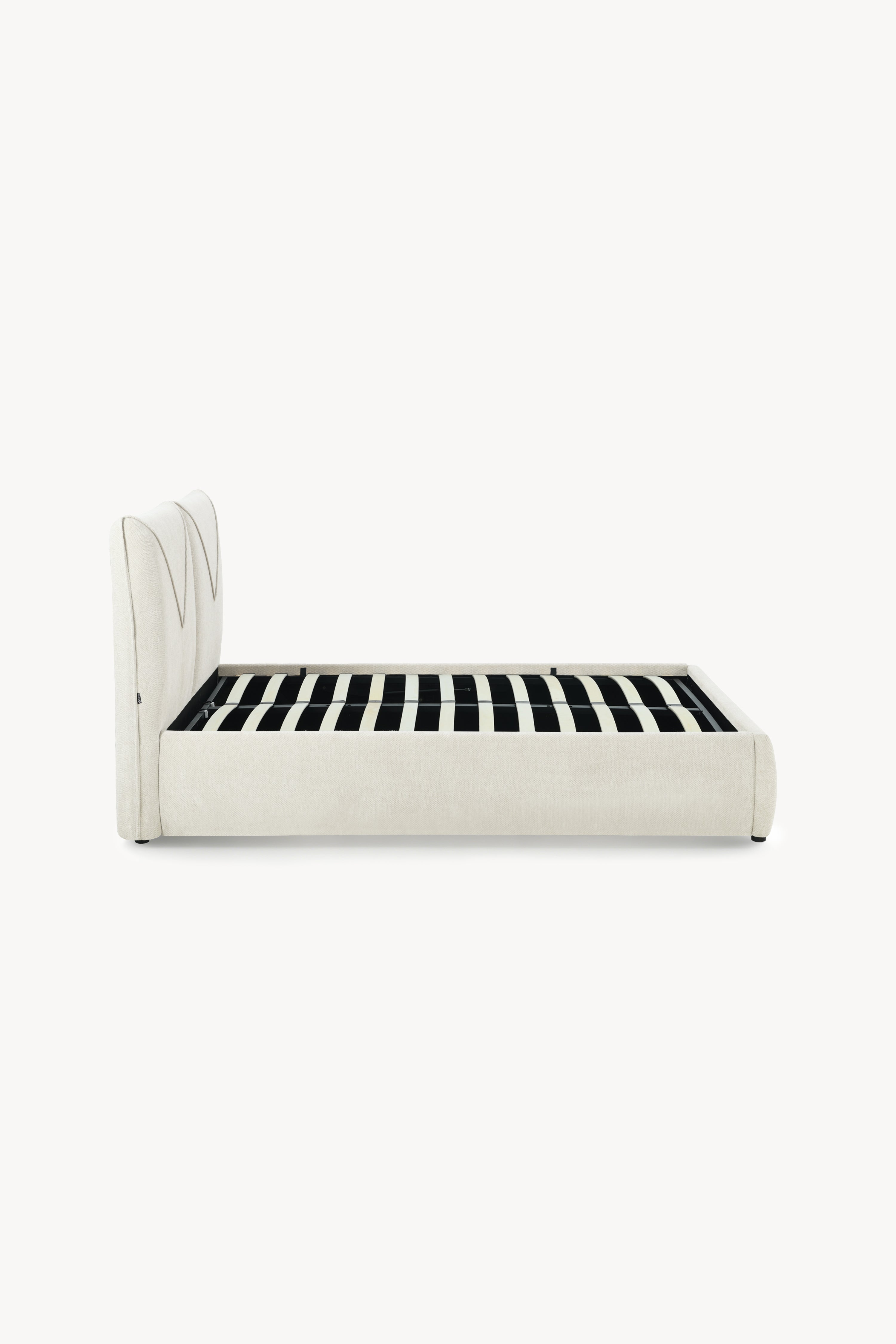 Letto matrimoniale con contenitore Martino per materasso 160x200 cm, Bianco Lana - Immagine principale