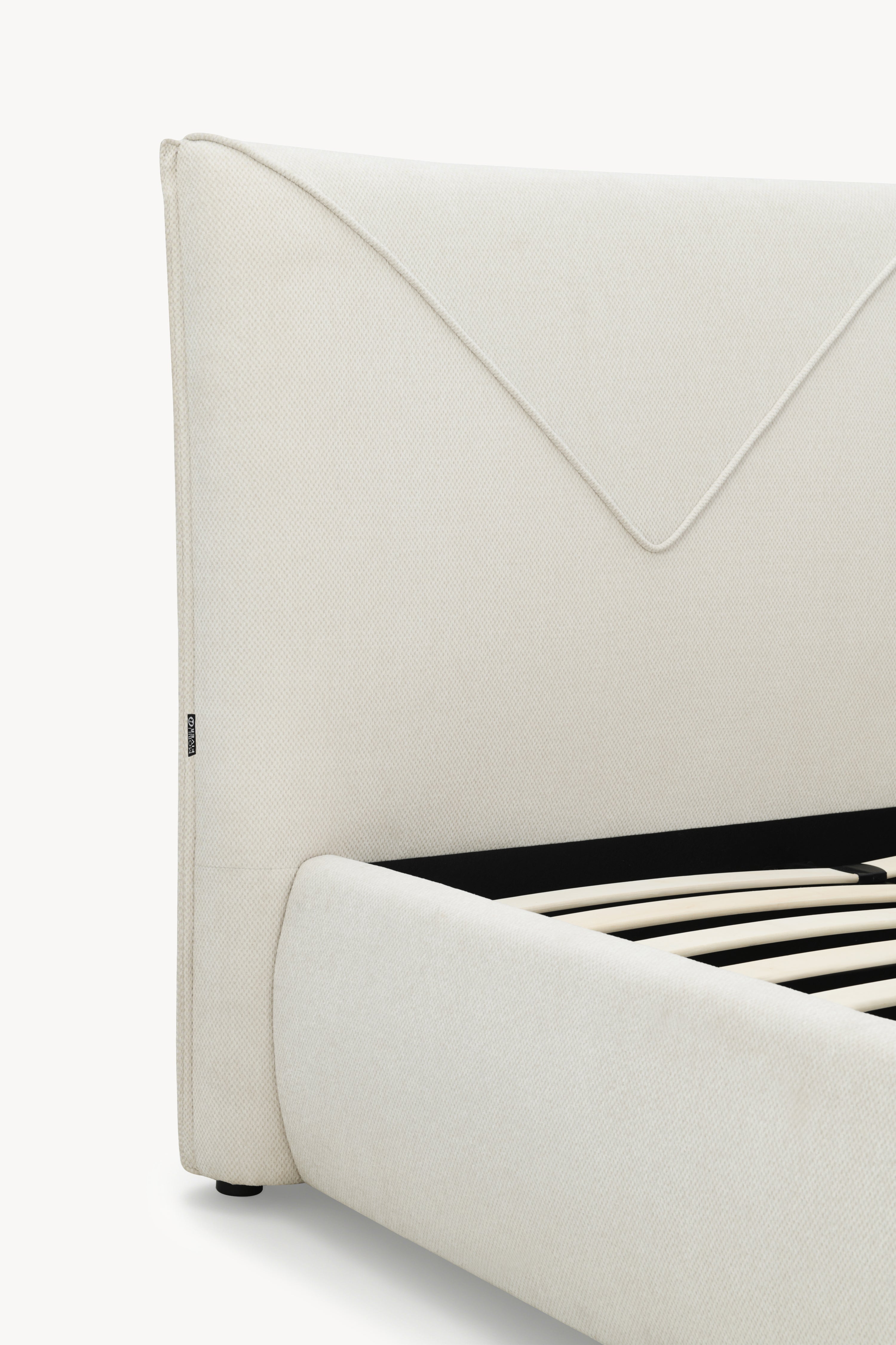 Double bed with storage Martino for mattress 180x200 cm, Wool White - Main image