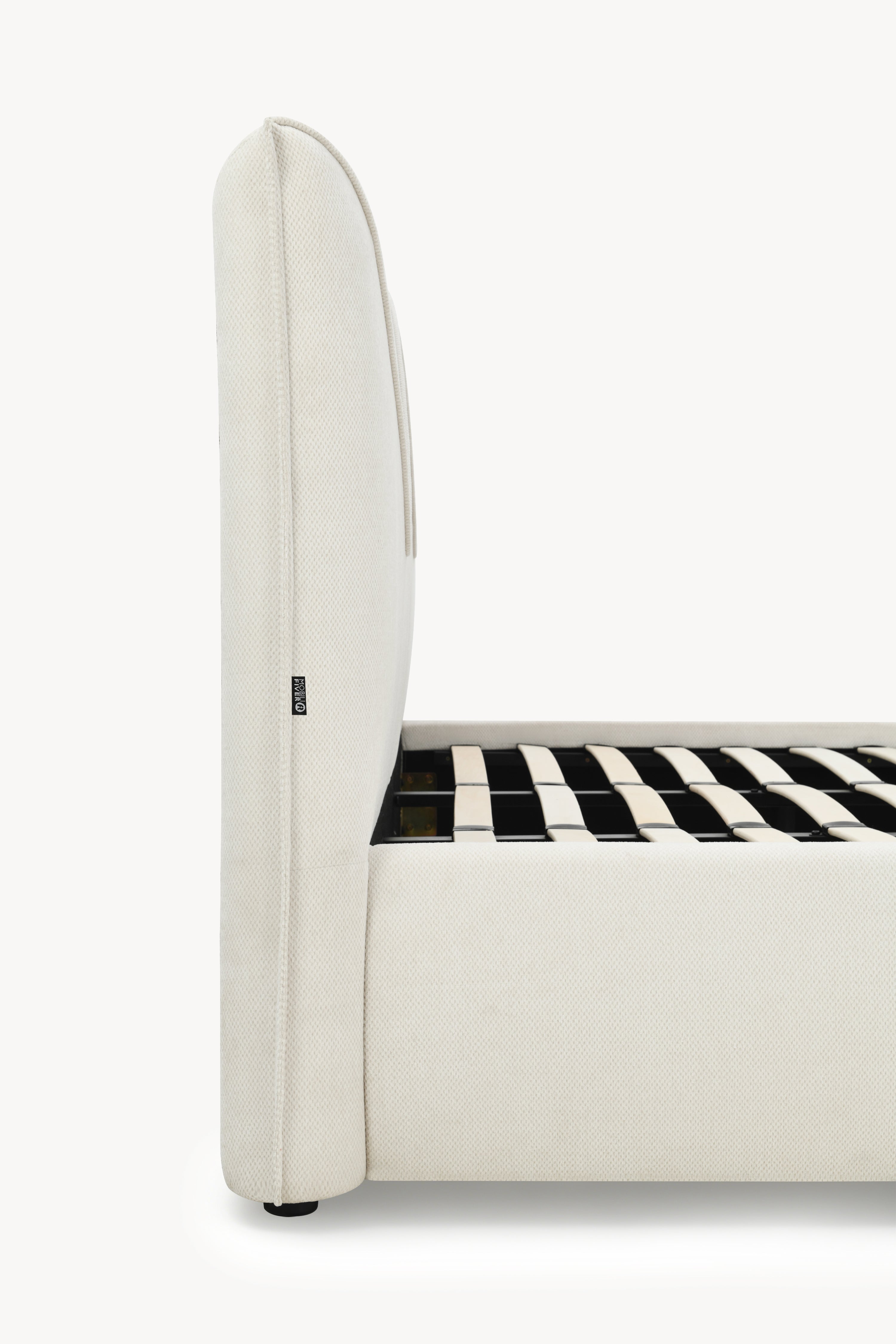 Double bed with storage Martino for mattress 180x200 cm, Wool White - Main image