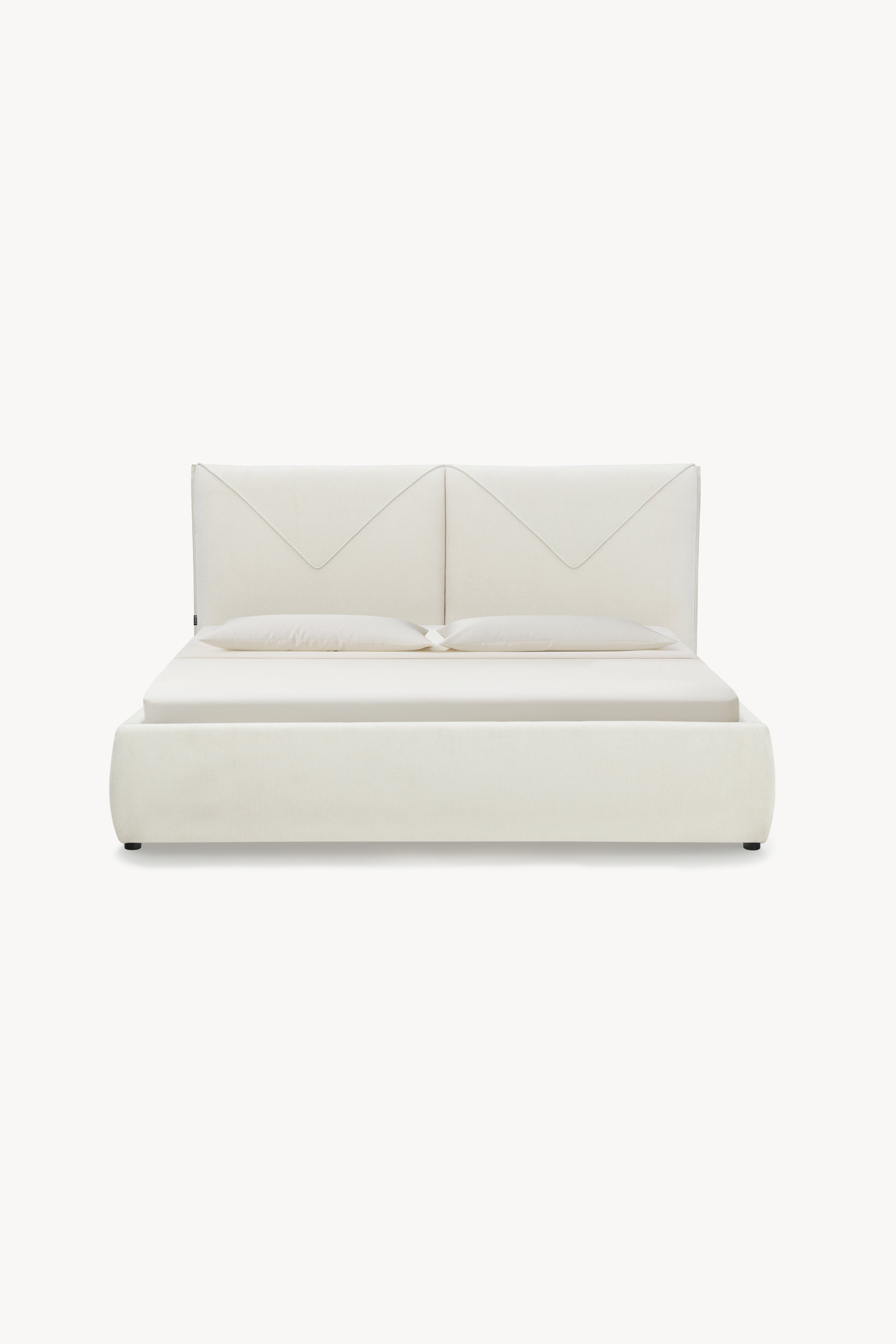 Lit king size à coffre Martino 180x200 cm, Blanc Laine