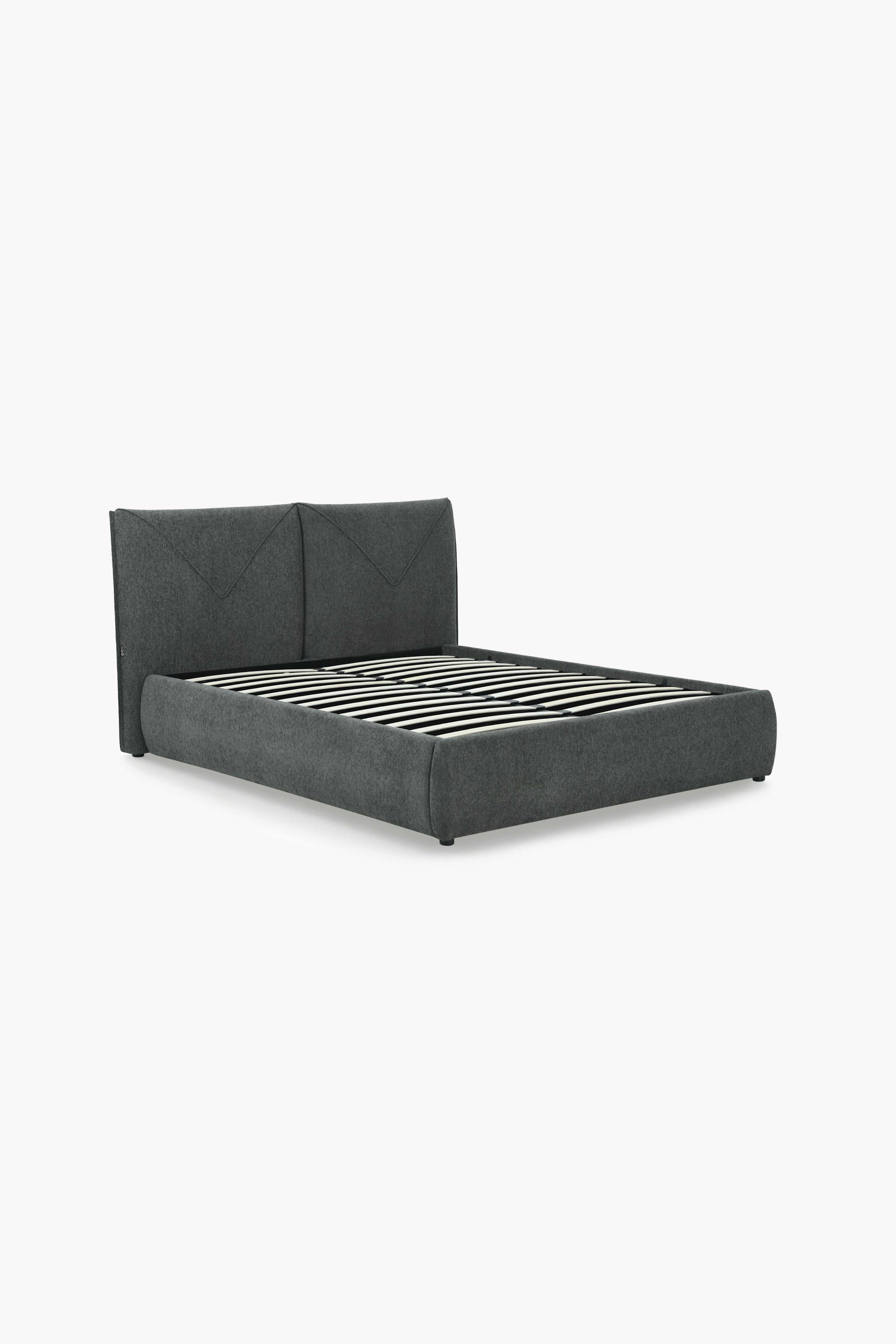 Cama matrimonial con contenedor Martino 160x200 cm, Gris