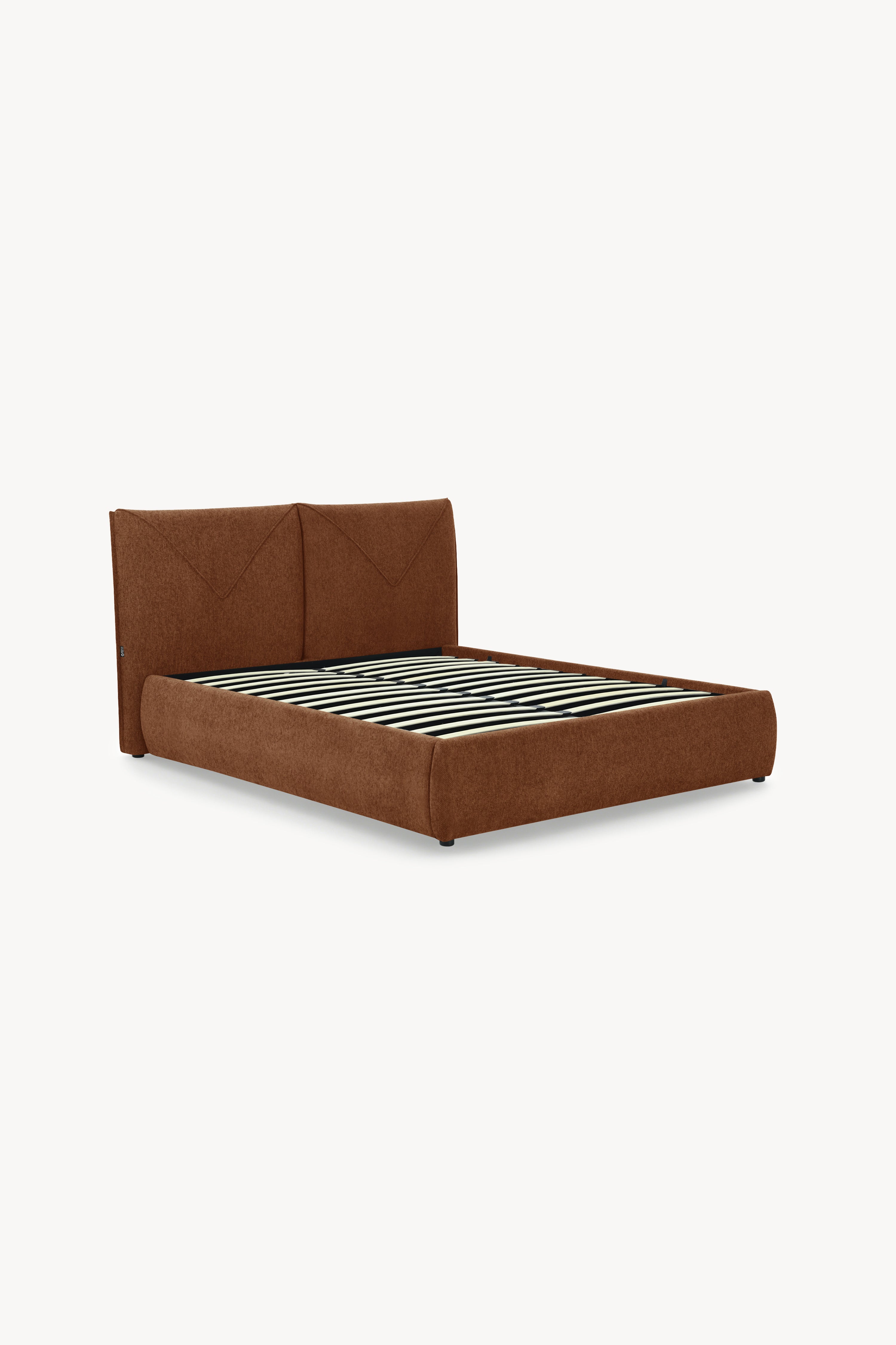Cama matrimonial con contenedor Martino 160x200 cm, Rojo Ladrillo