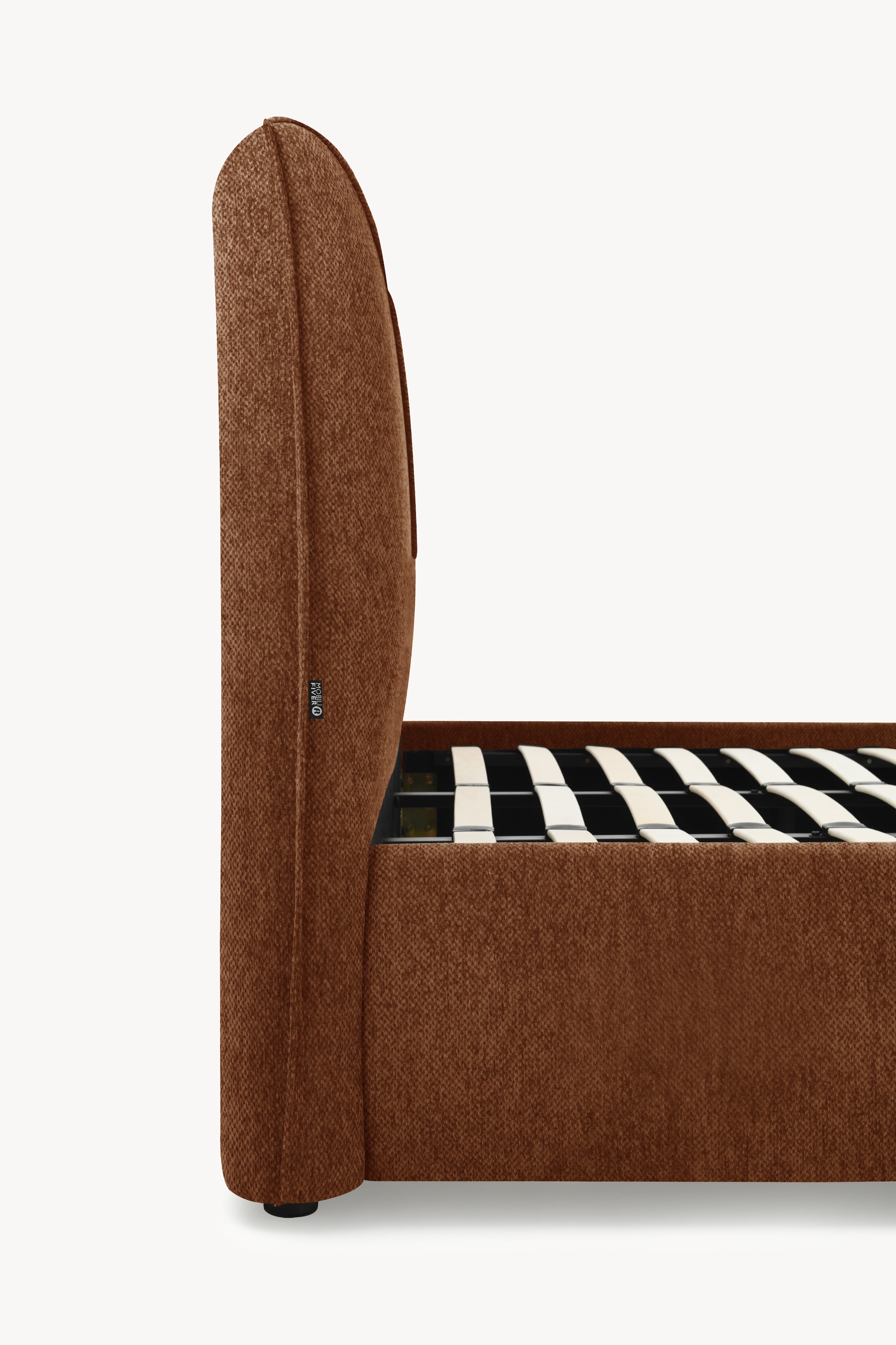 Lit double avec coffre Martino pour matelas 180x200 cm, Rouge Brique - Image de détail 6