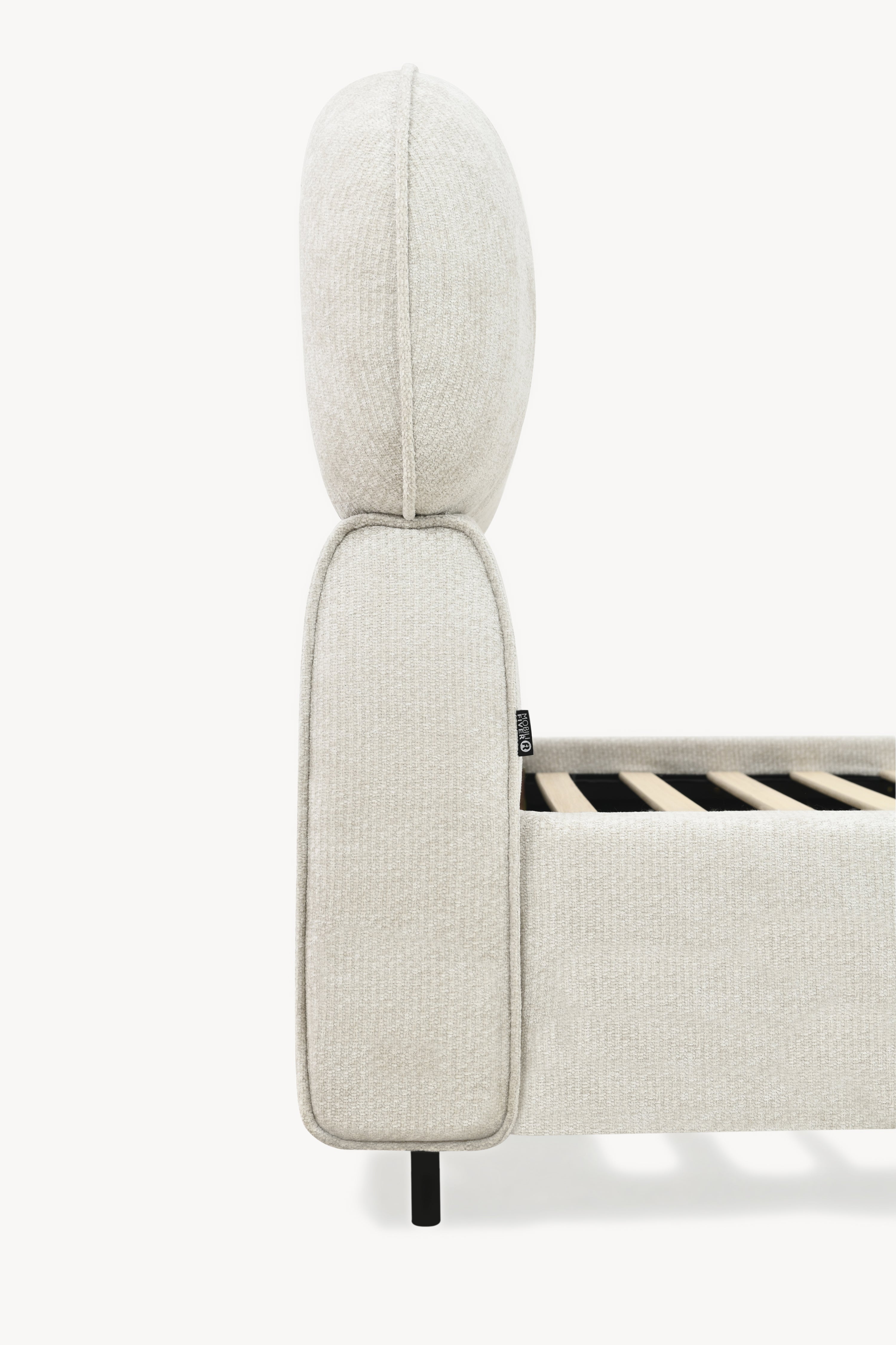 Padded double bed Rossella for mattress 160x200 cm, Ash White - Detail image 4
