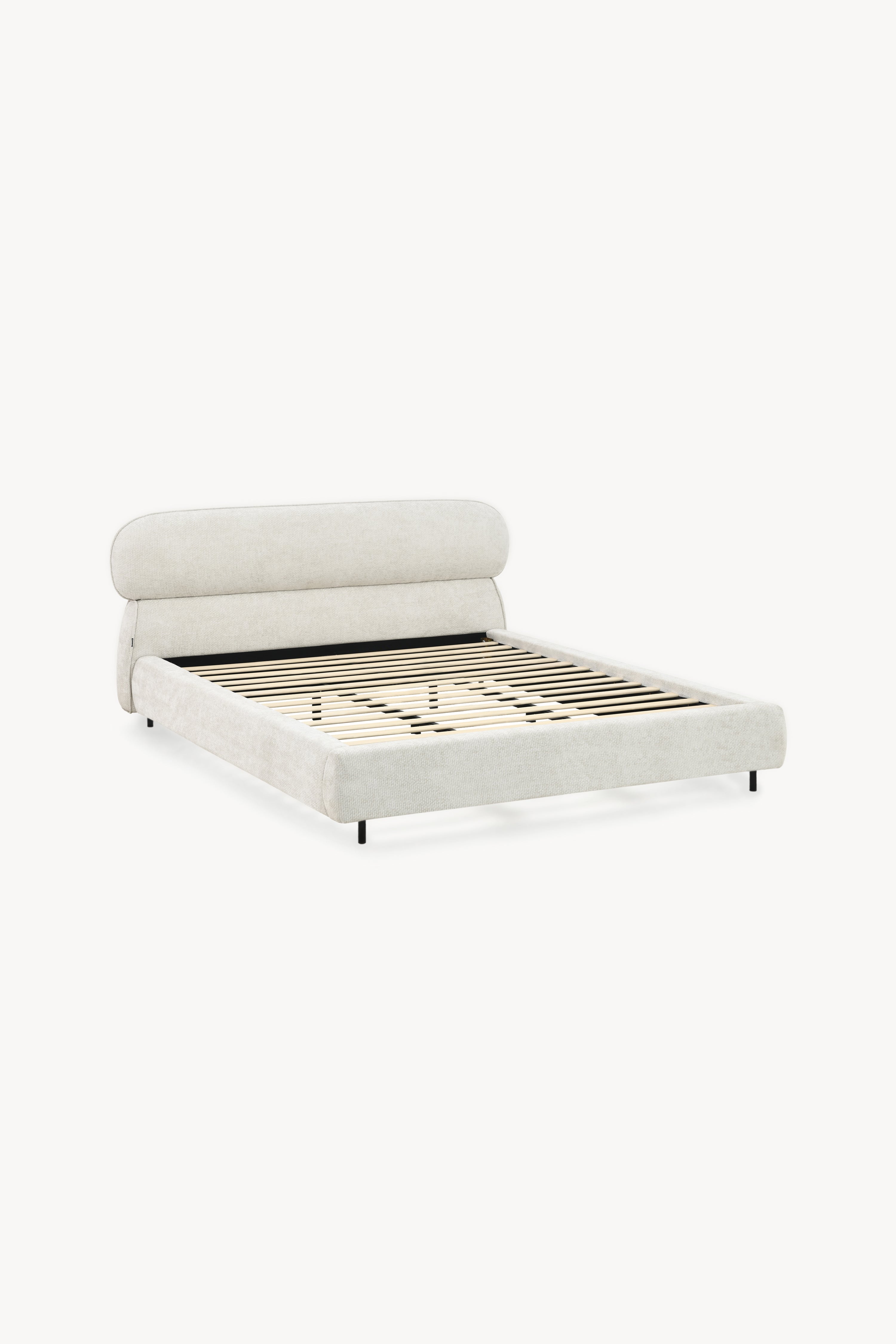 Cama matrimonial tapizada Rossella 180x200 cm, Blanco Ceniza