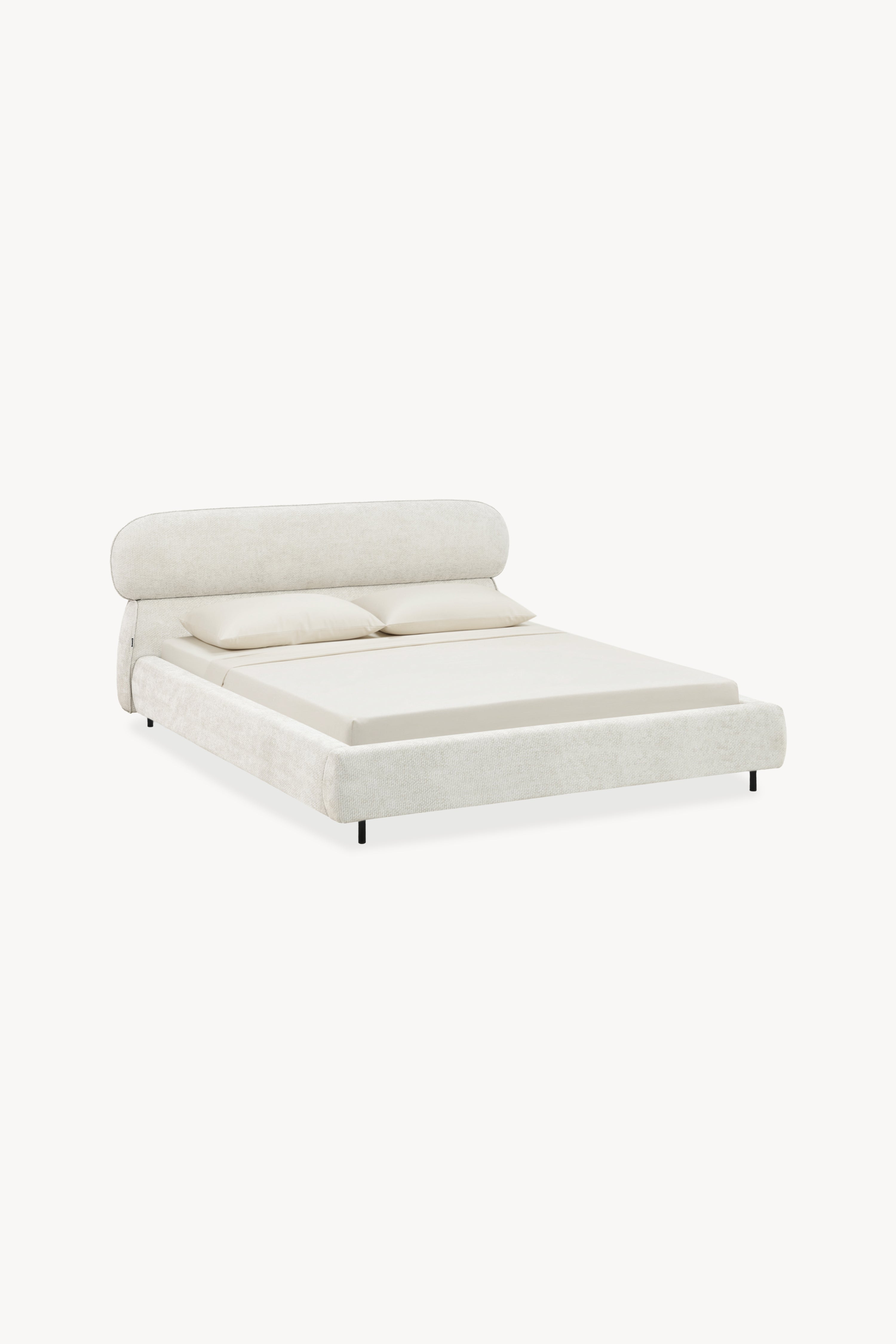 Lit double rembourré Rossella pour matelas 180x200 cm, Blanc Cendré - Image de détail 1